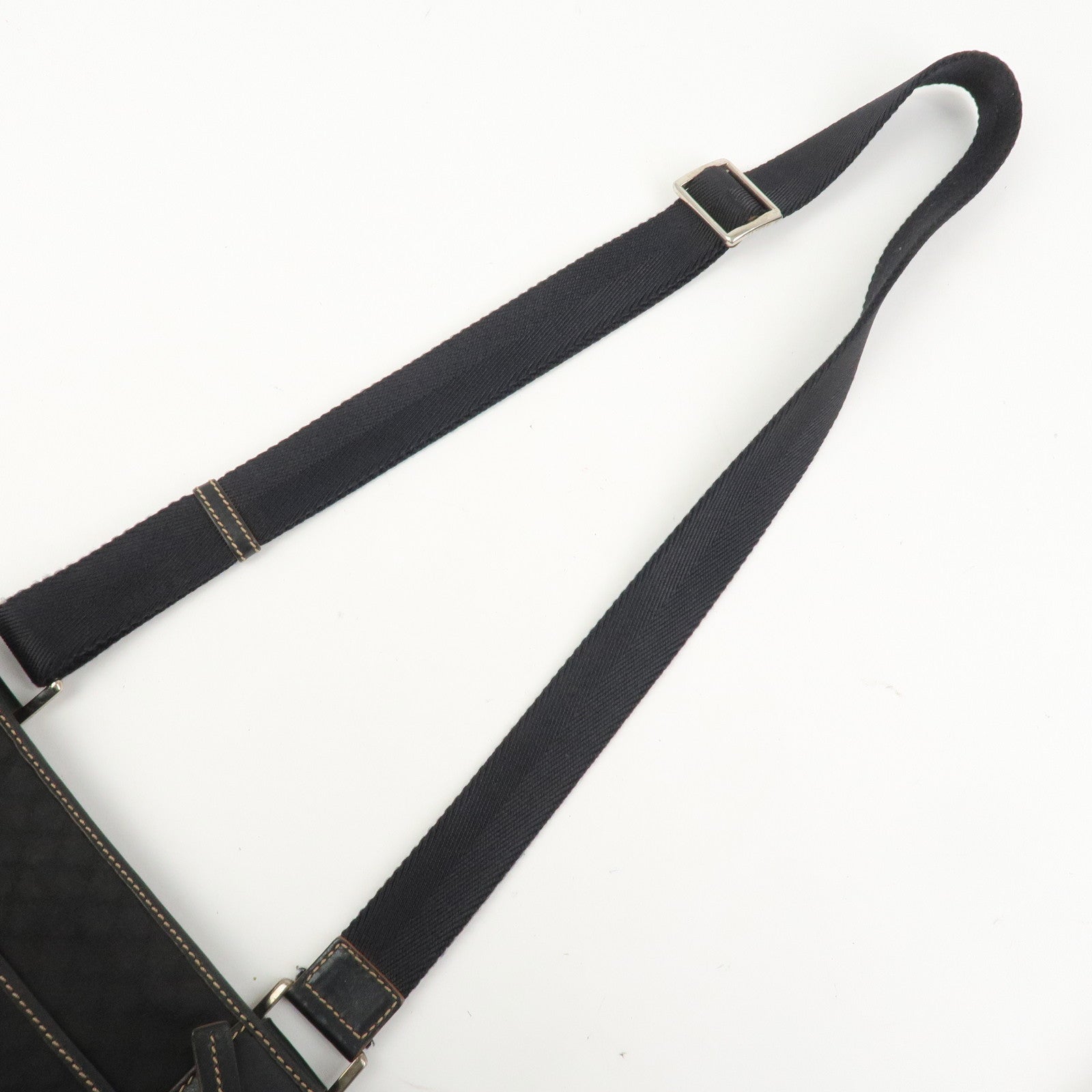 CELINE Macadam Logo Canvas Leather Shoulder Bag Crossbody Bag Black