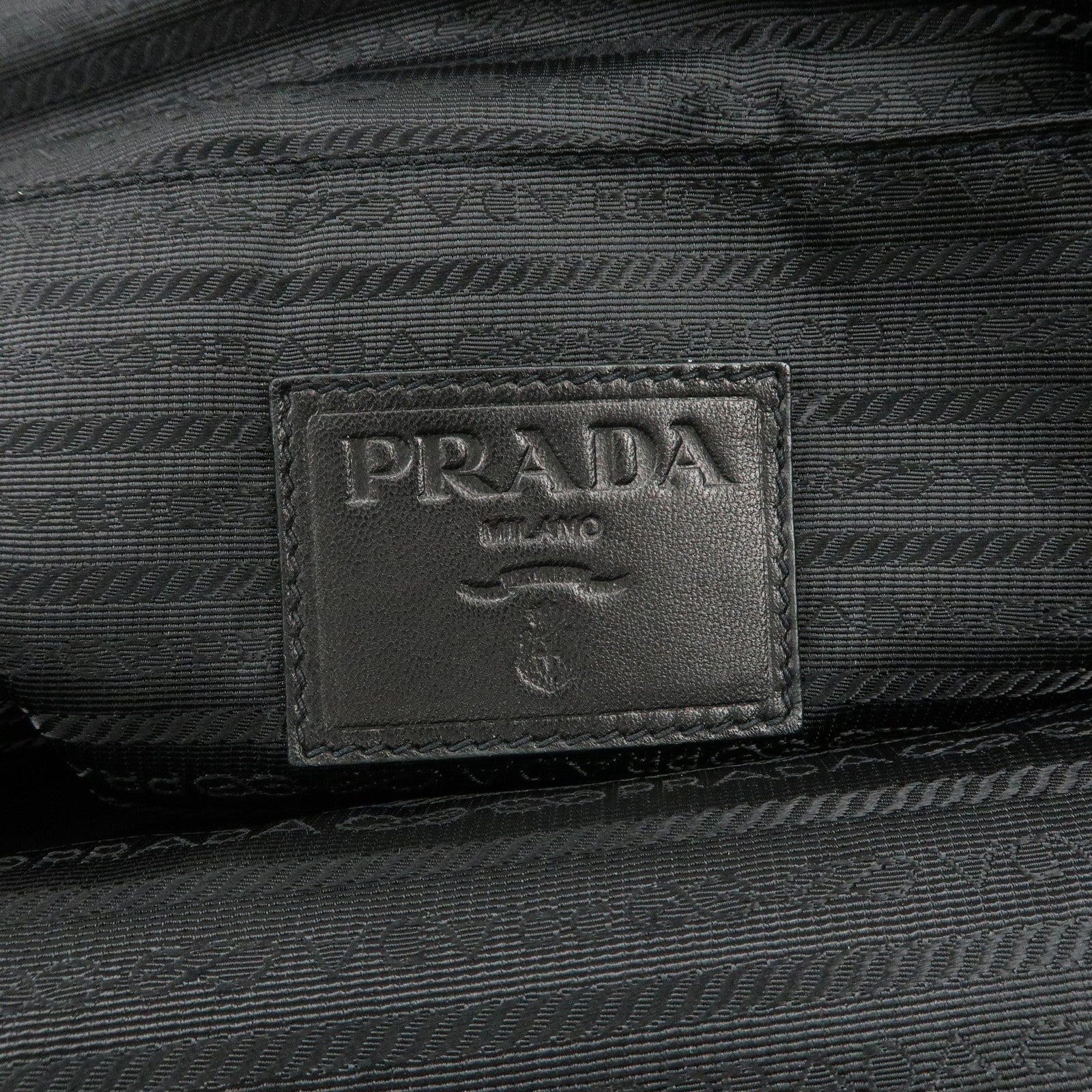 PRADA Triangle Logo Lamb Skin Canvas Shoulder Crossbody Bag Black