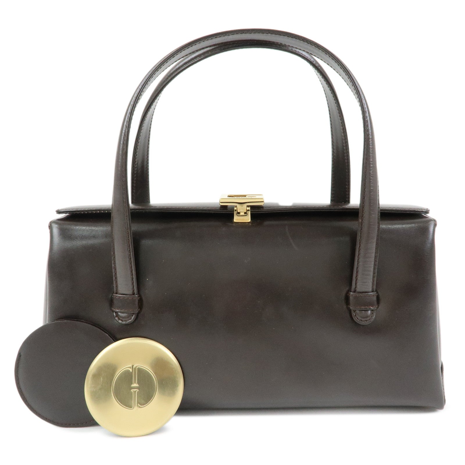 GUCCI Leather Hand Bag Dark Brown 000・1448・0539