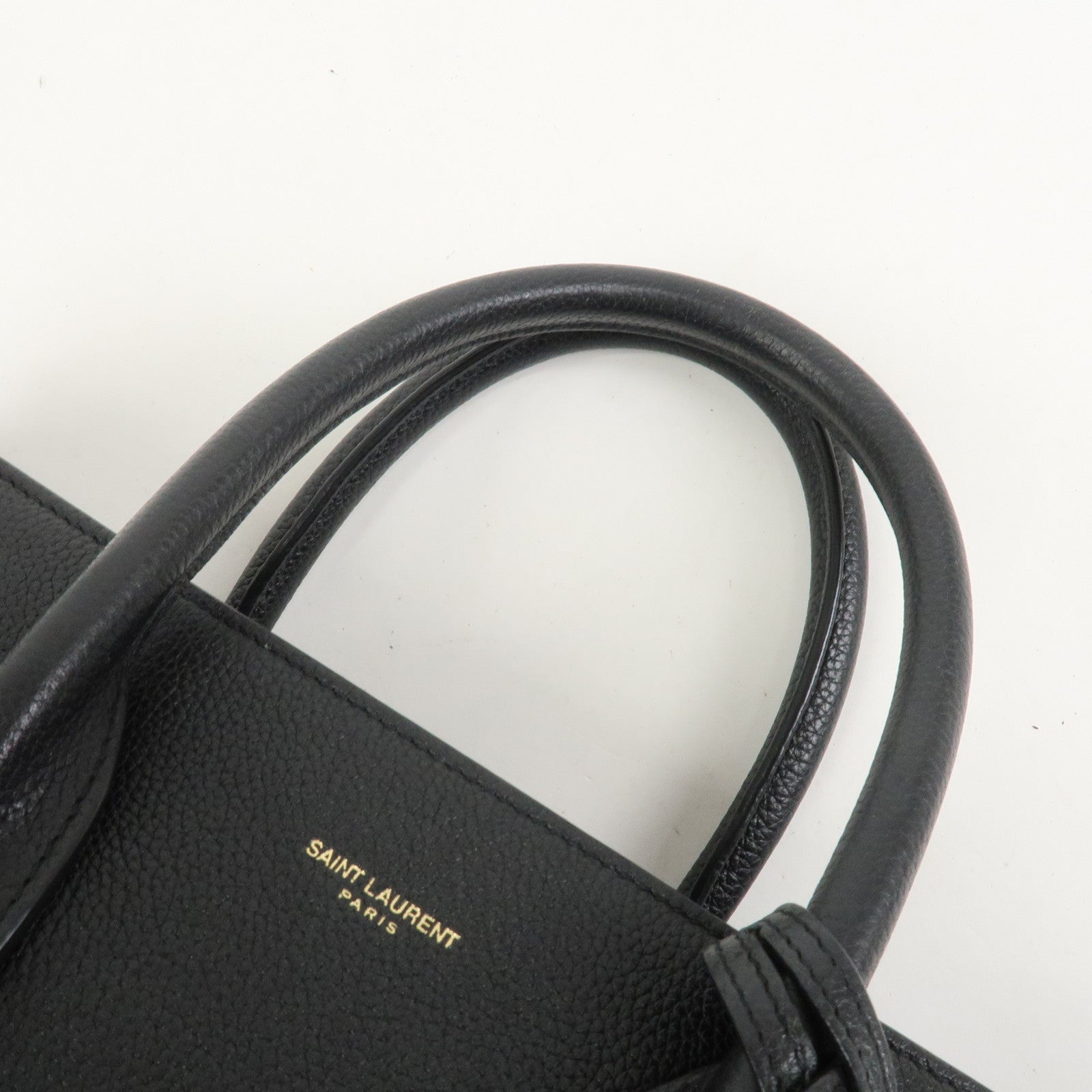 SAINT LAURENT PARIS Grain Calf Leather 2Way Bag Black 717447