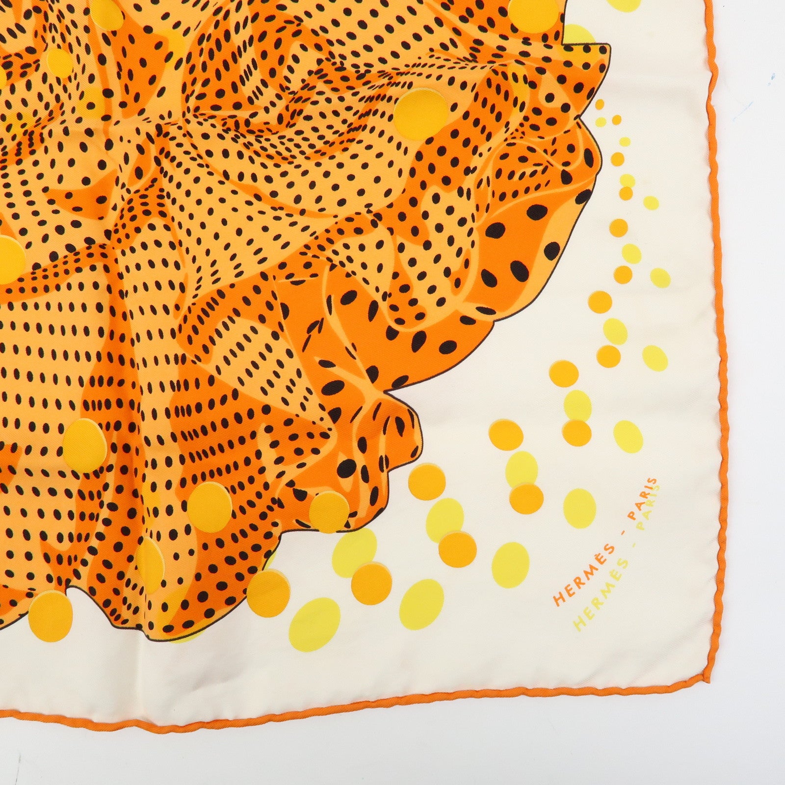 HERMES Carre 45 Silk 100% Scarf iHOLA FLAMENCA! Orange White
