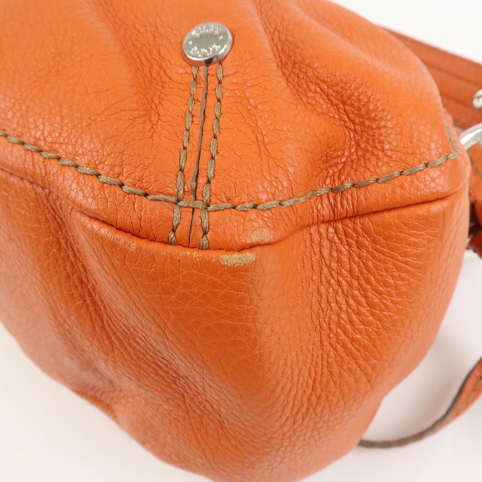 TOD’S Leather Shoulder Bag Hand Bag Orange