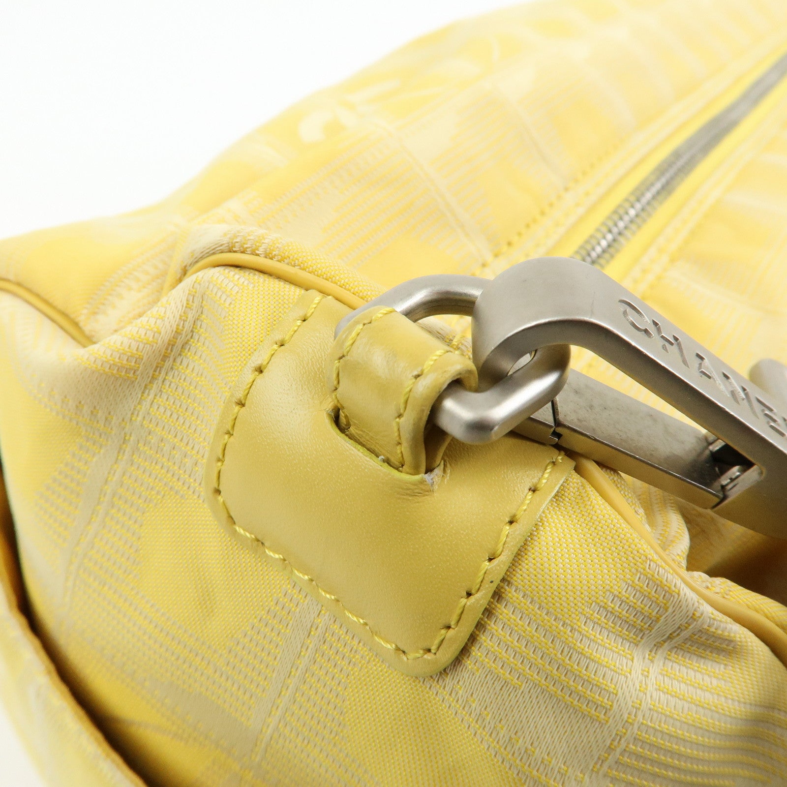 CHANEL New Travel Line Nylon Jacquard Leather Drum Bag Yellow