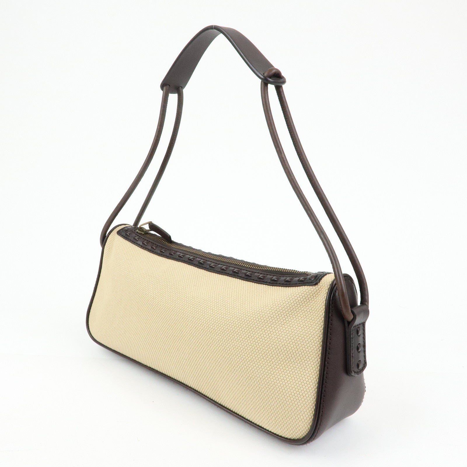 GUCCI Canvas Leather Shoulder Bag Hand Bag Beige Brown 106383