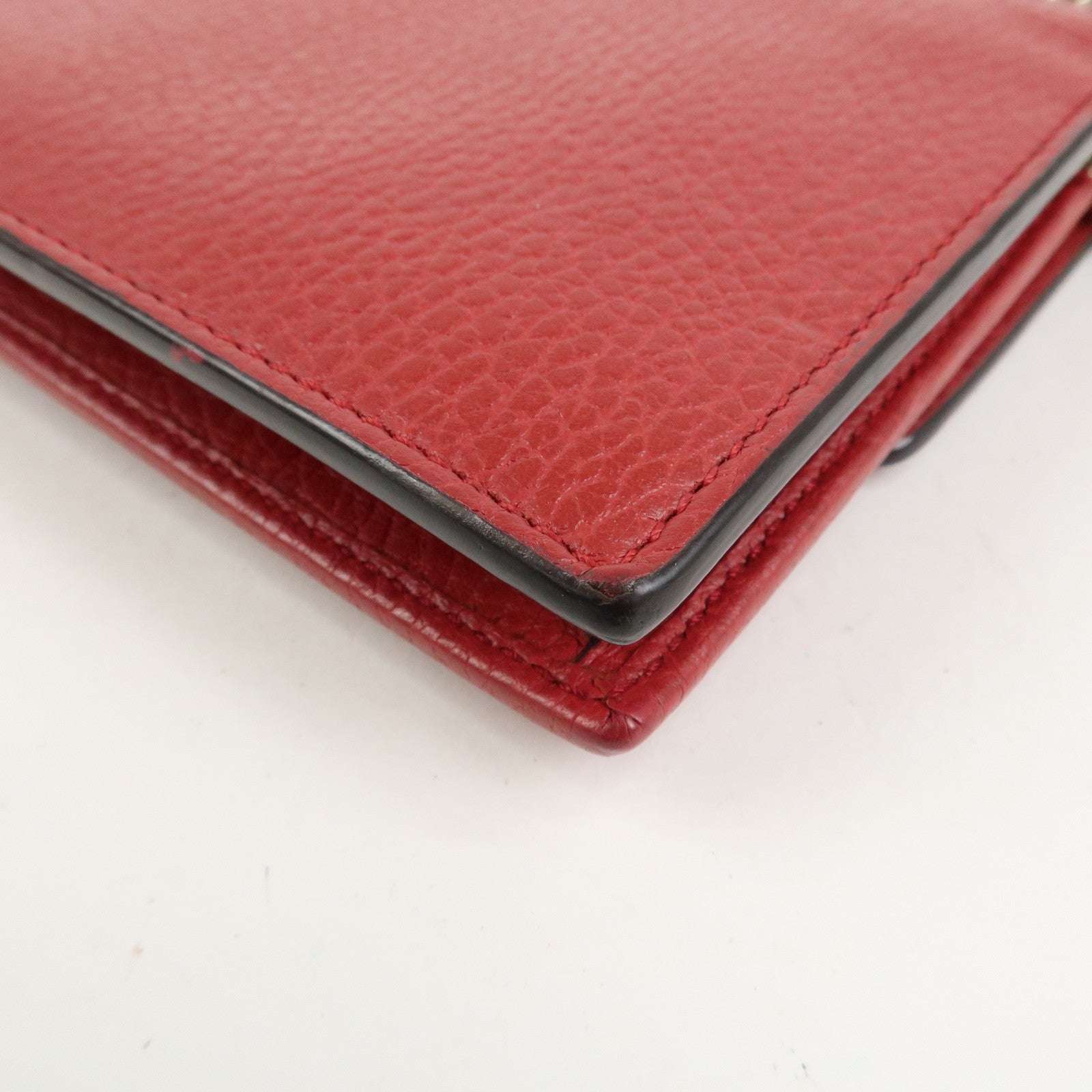 GUCCI Interlocking G Leather Chain Wallet Shoulder Bag Red 510314