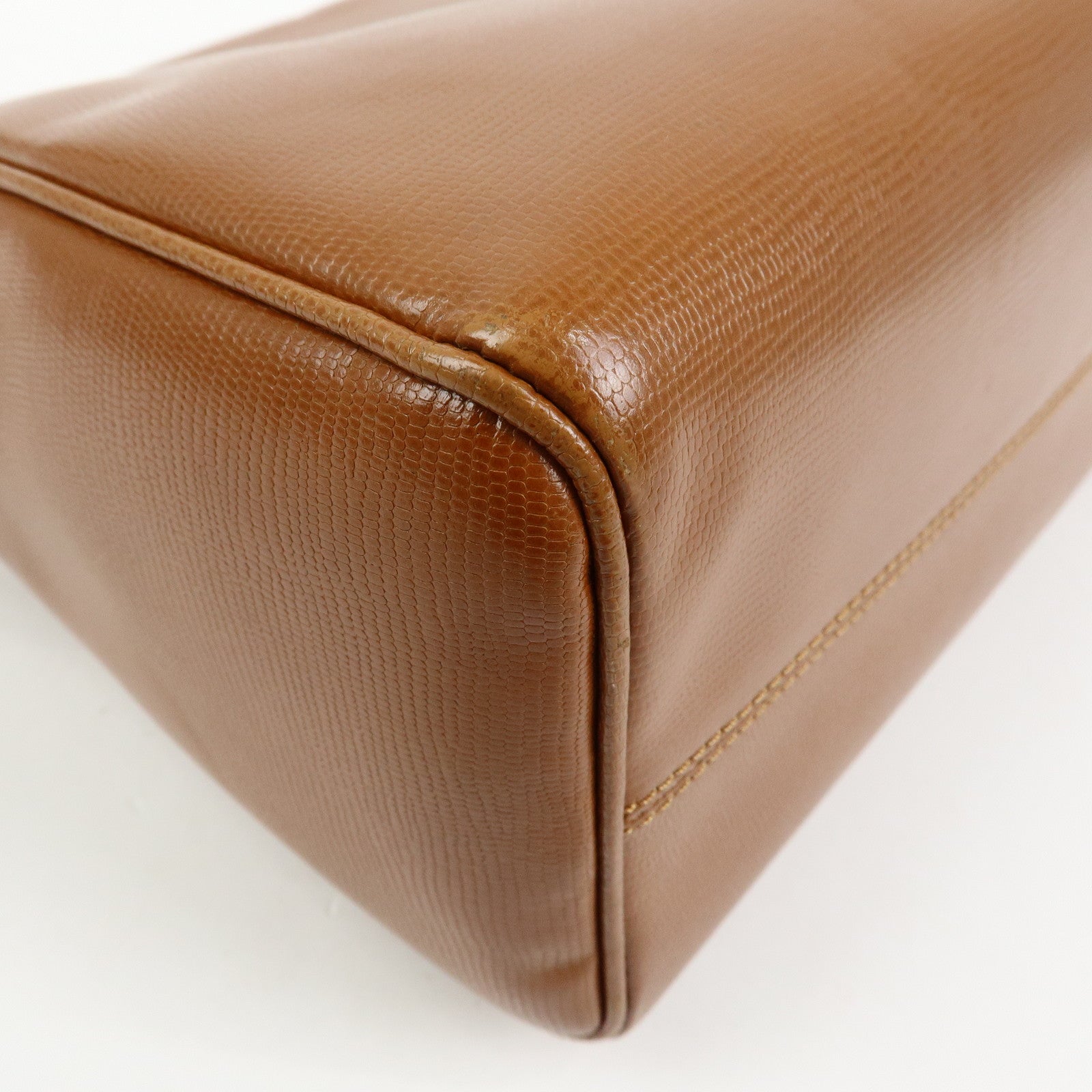 CELINE Ring Logo Leather Shoulder Bag Crossbody Bag Camel