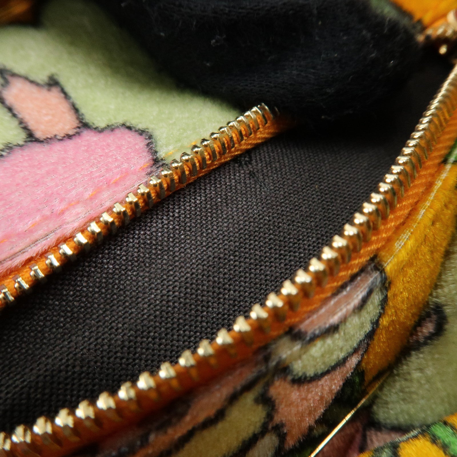 FENDI Peekaboo Mini Velour 2Way Hand Bag Flower Motif Orange 8BN244
