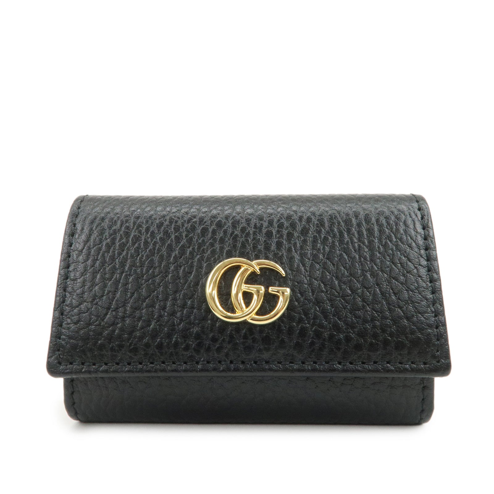 GUCCI GG Marmont Calf Leather 6 Rings Key Case Black 456118
