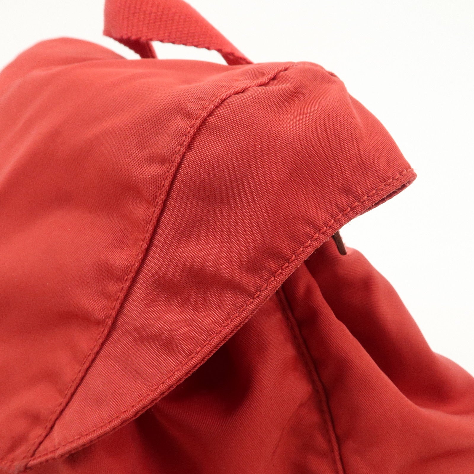 PRADA Triangle Logo Nylon Leather Backpack Rucksack Red
