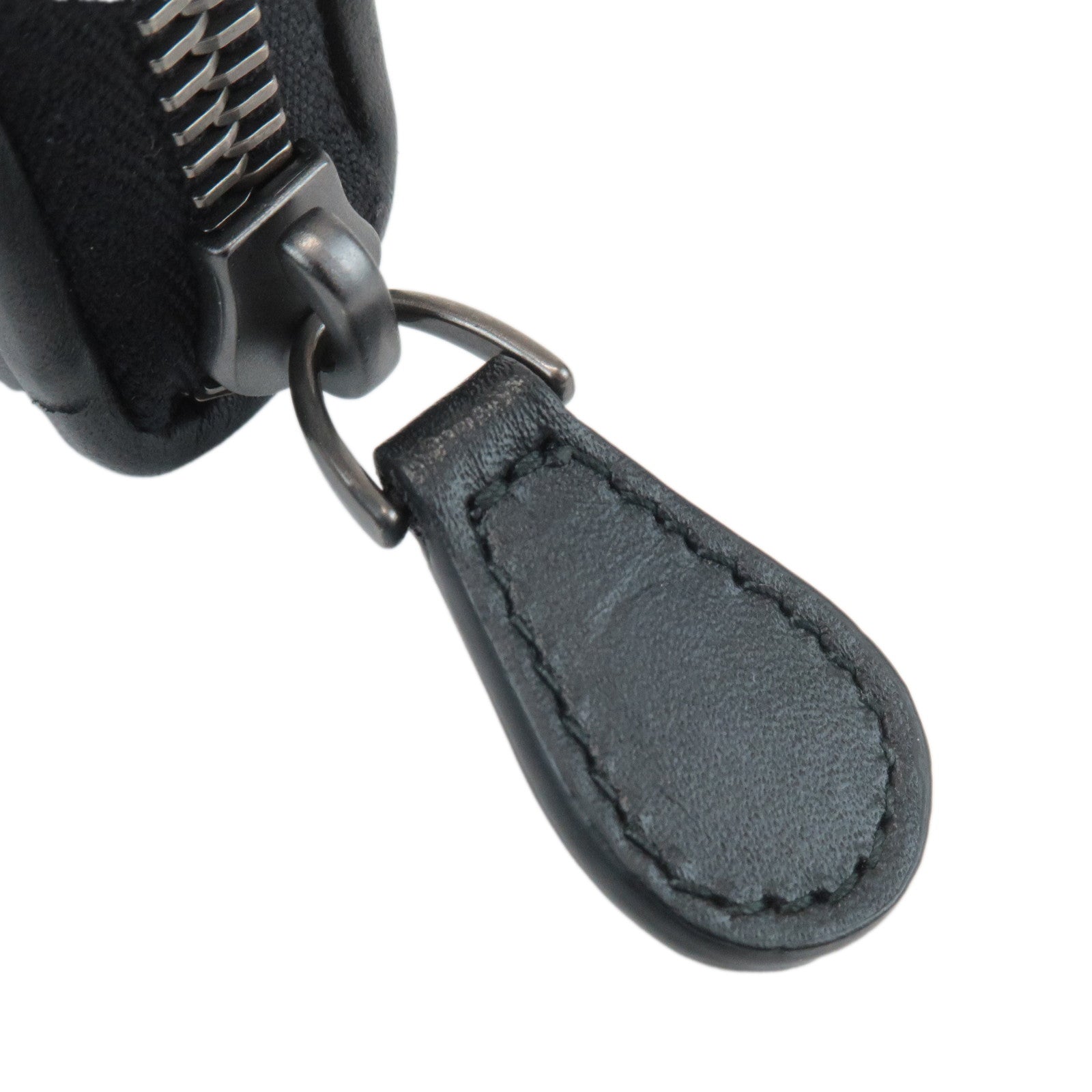 BOTTEGA VENETA Intrecciato Leather Coin Case Black Used