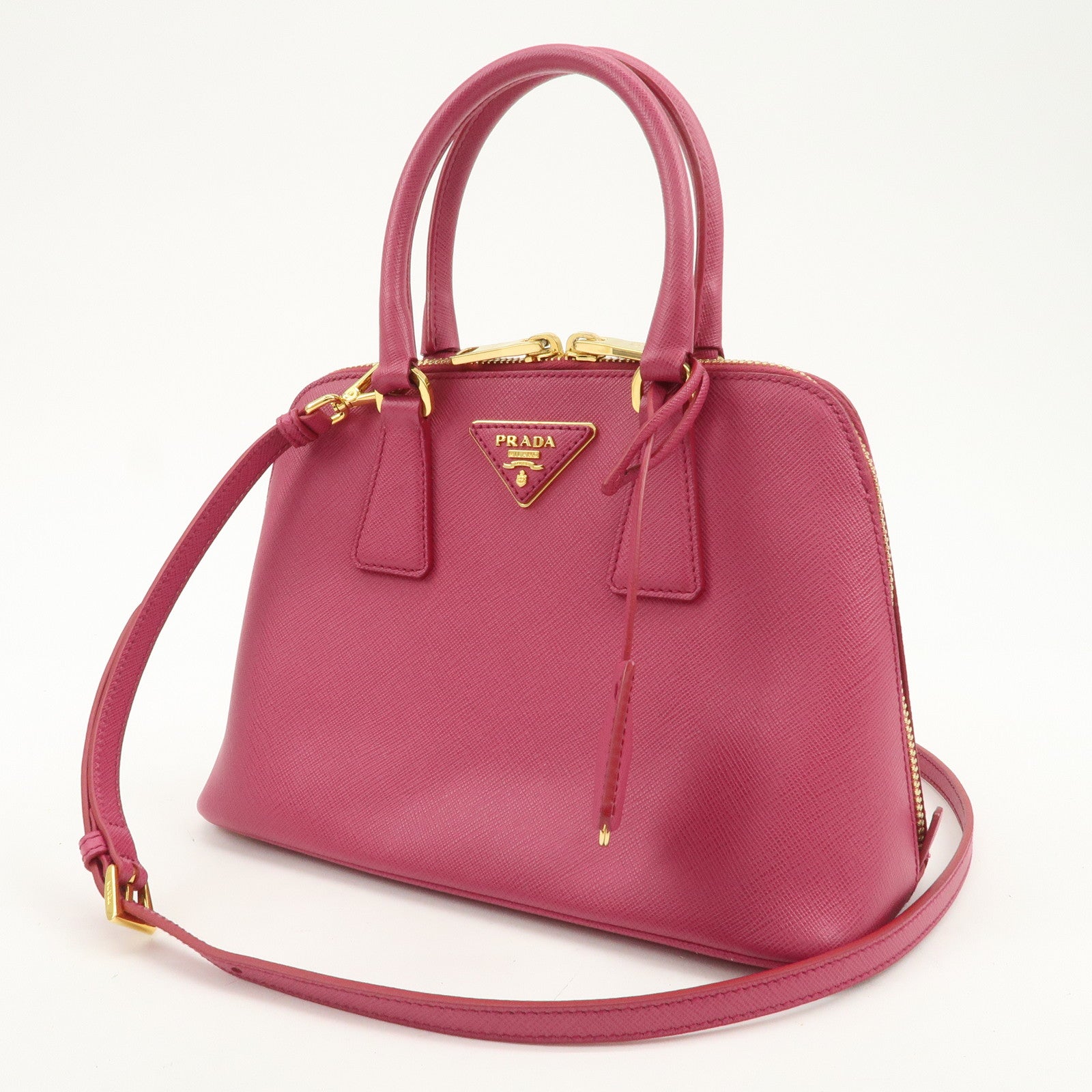 PRADA Saffiano Leather 2Way Hand Bag Shoulder Bag Pink 1BA838