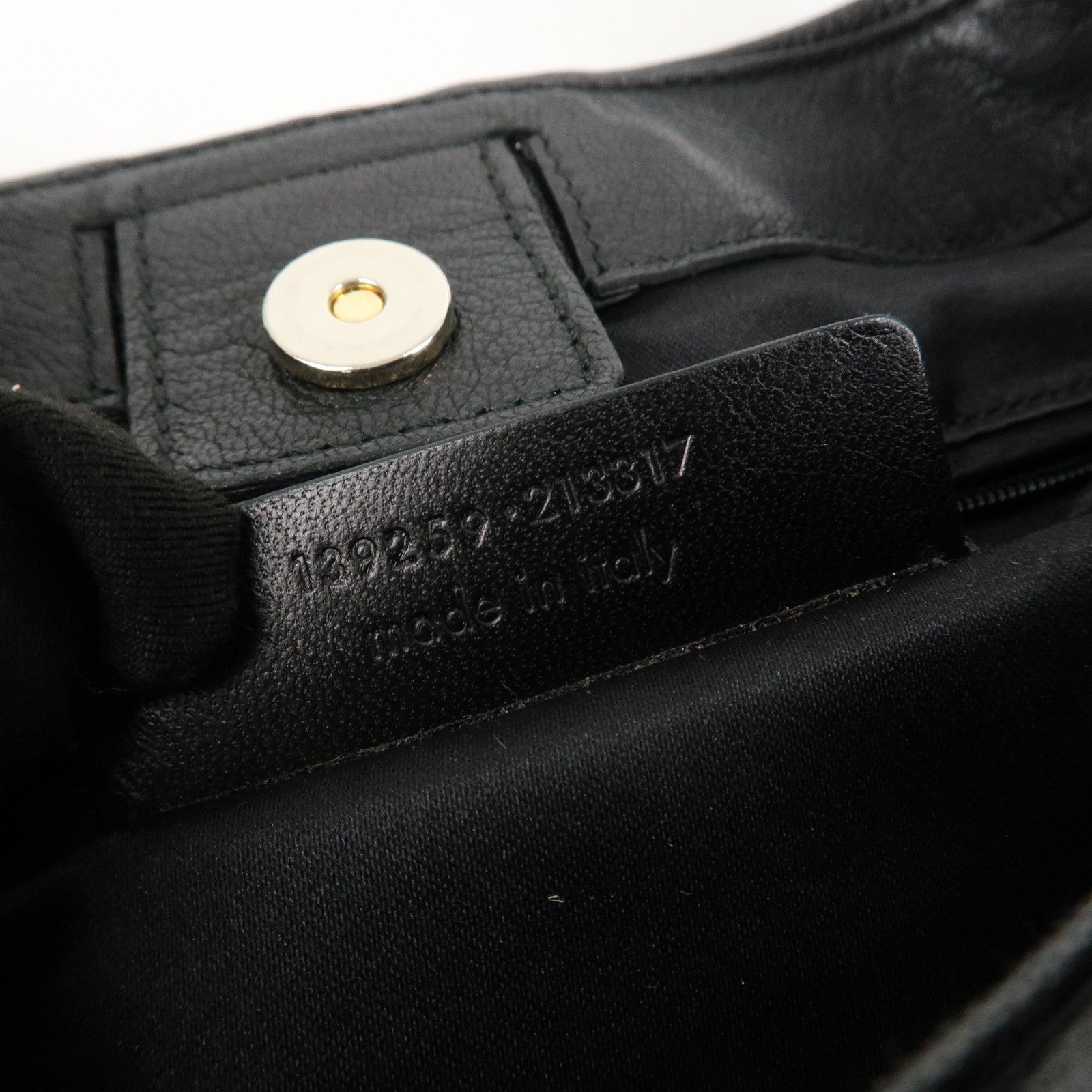SAINT LAURENT Leather Shoulder Bag Hand Bag Black Silver HDW