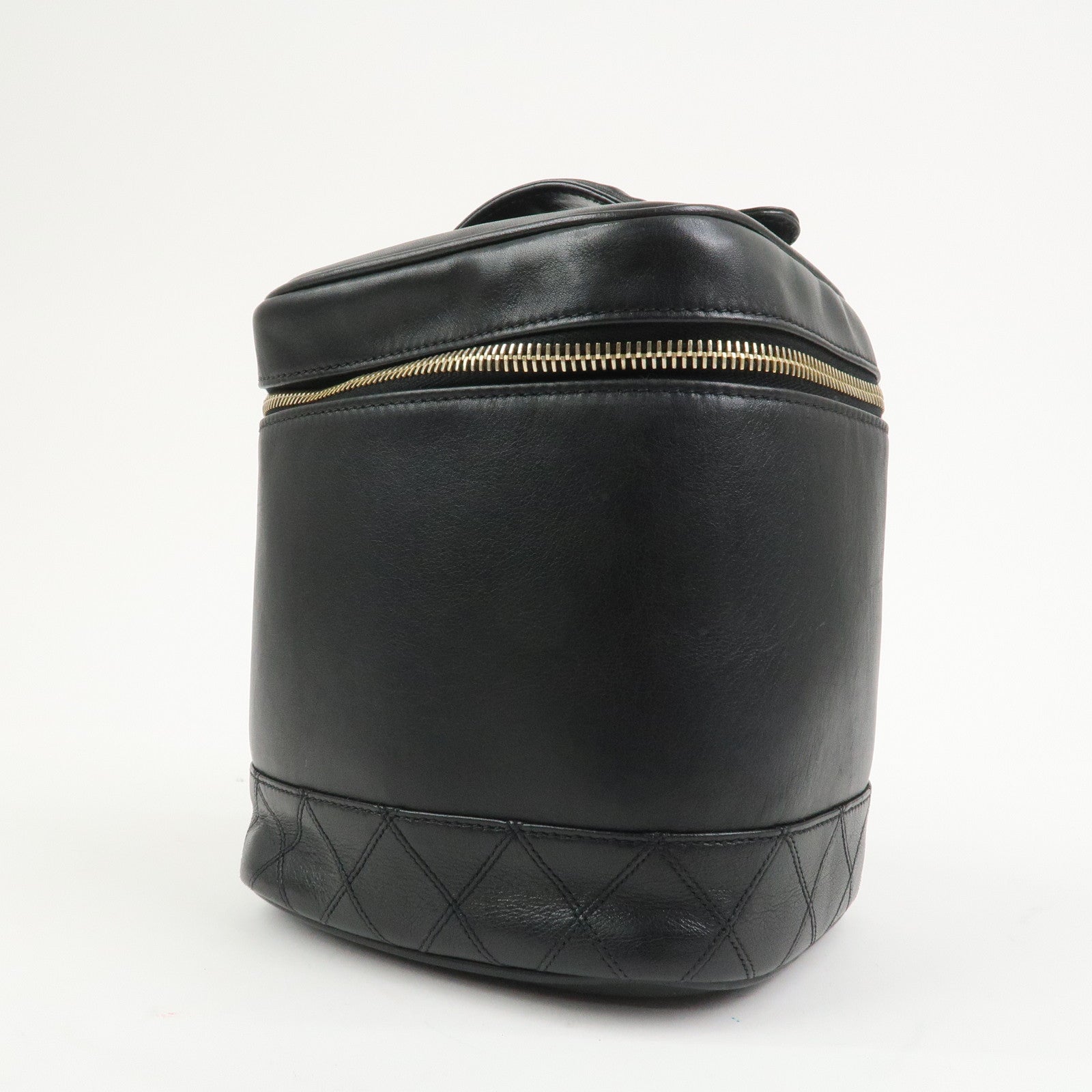CHANEL Bicolore Lambskin Vanity Bag Hand Bag Black A01619