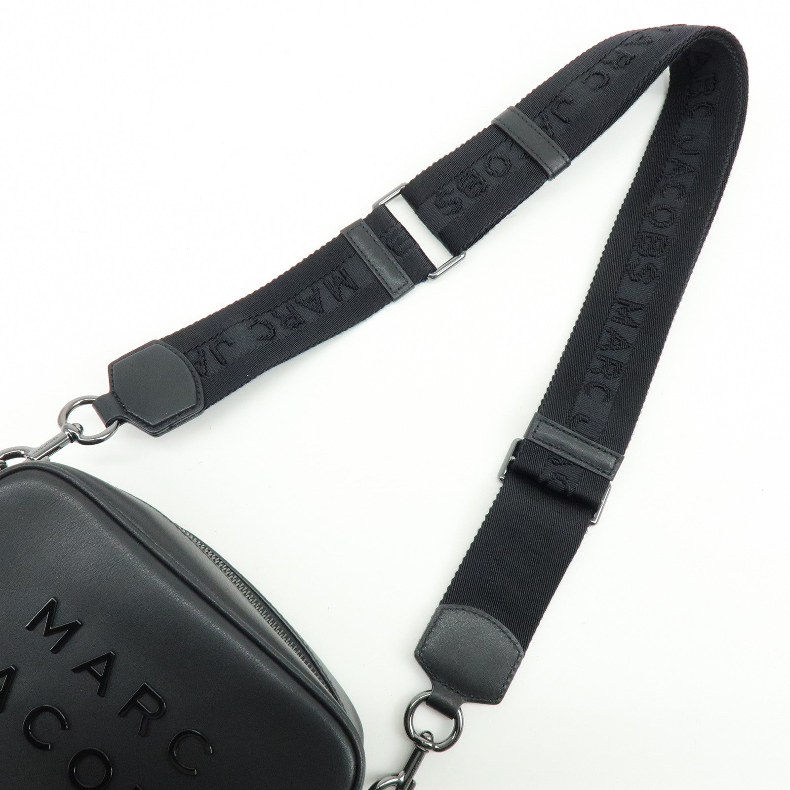 MARC JACOBS Leather Nylon Shoulder Bag Crossbody Bag Black