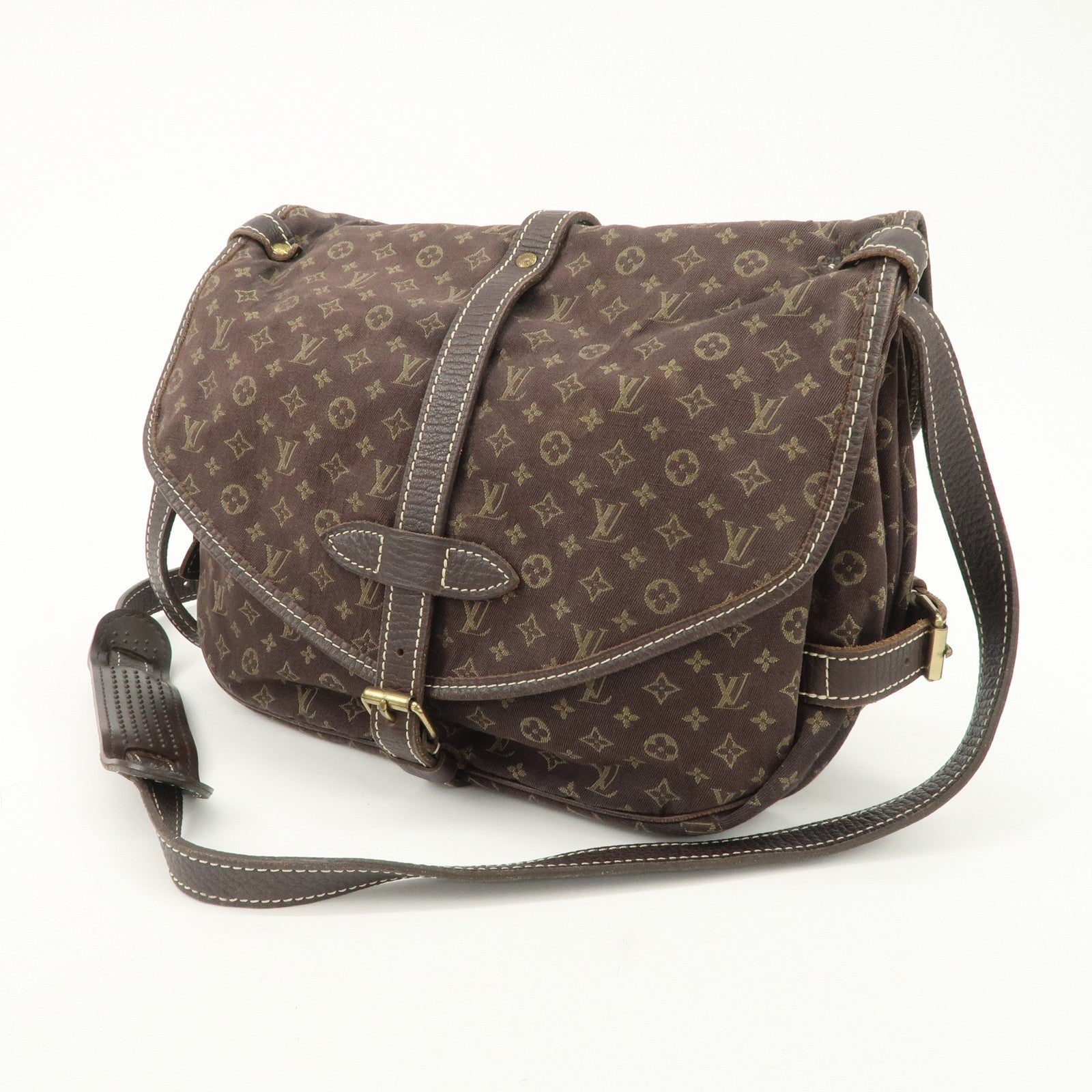Louis Vuitton Monogram Mini Lin Saumur 30 Shoulder Bag Brown M95227