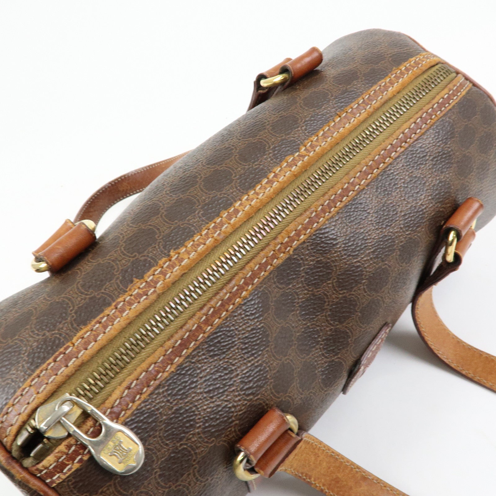 CELINE Macadam PVC Leather Shoulder Bag Hand Bag Brown