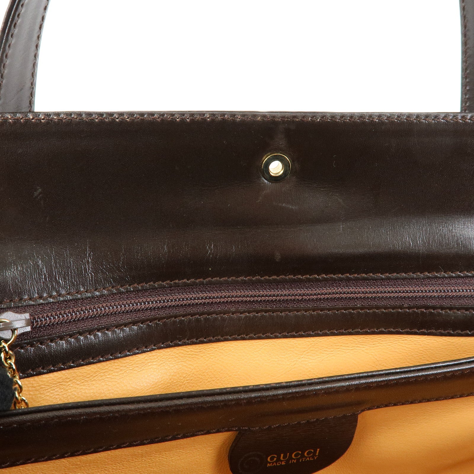 GUCCI Leather Hand Bag Dark Brown 000・1448・0539
