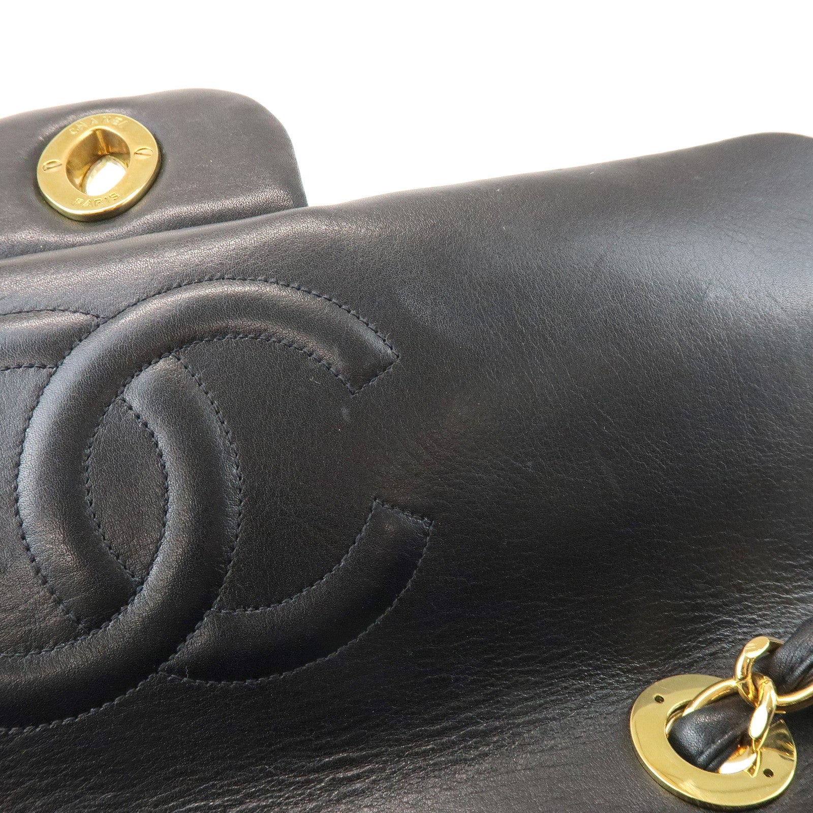 CHANEL Jumbo Matelasse 34 Lamb Skin Shoulder Bag Black A01094