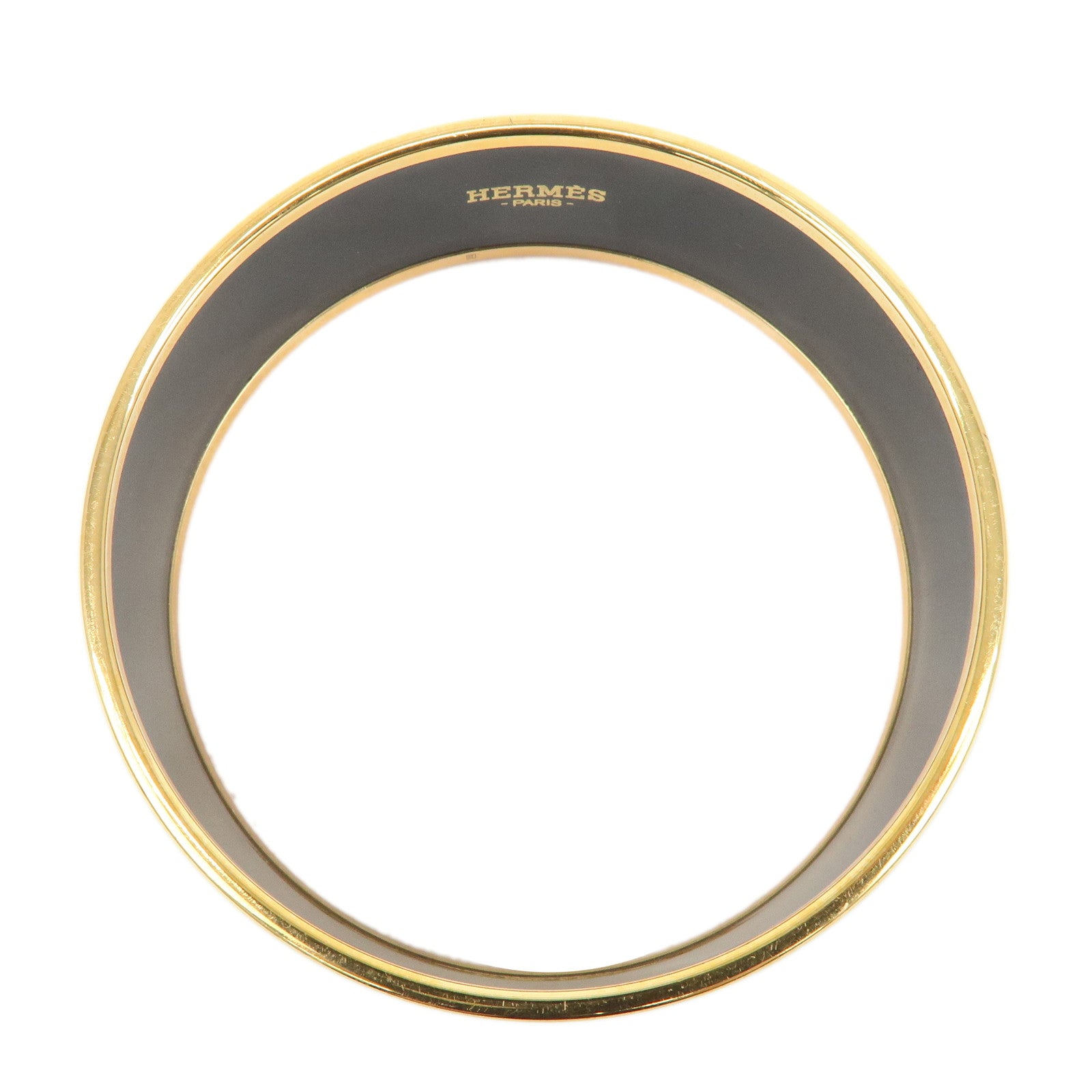 HERMES Email GM Bangle Metal Bracelet Black Gold