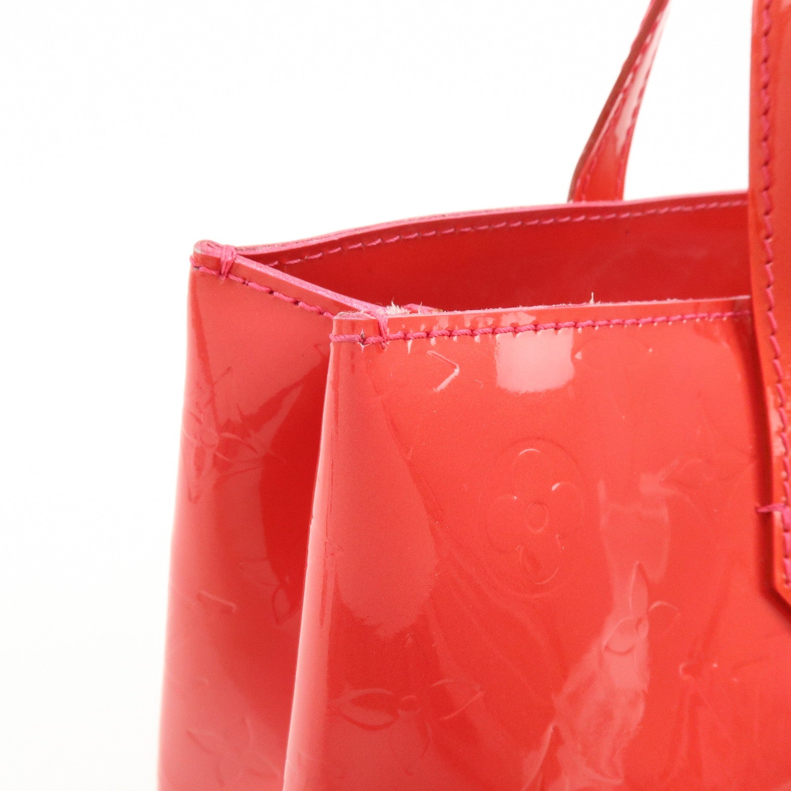 Louis Vuitton Monogram Vernis Wilshire PM Hand Bag Rose Pop M93643