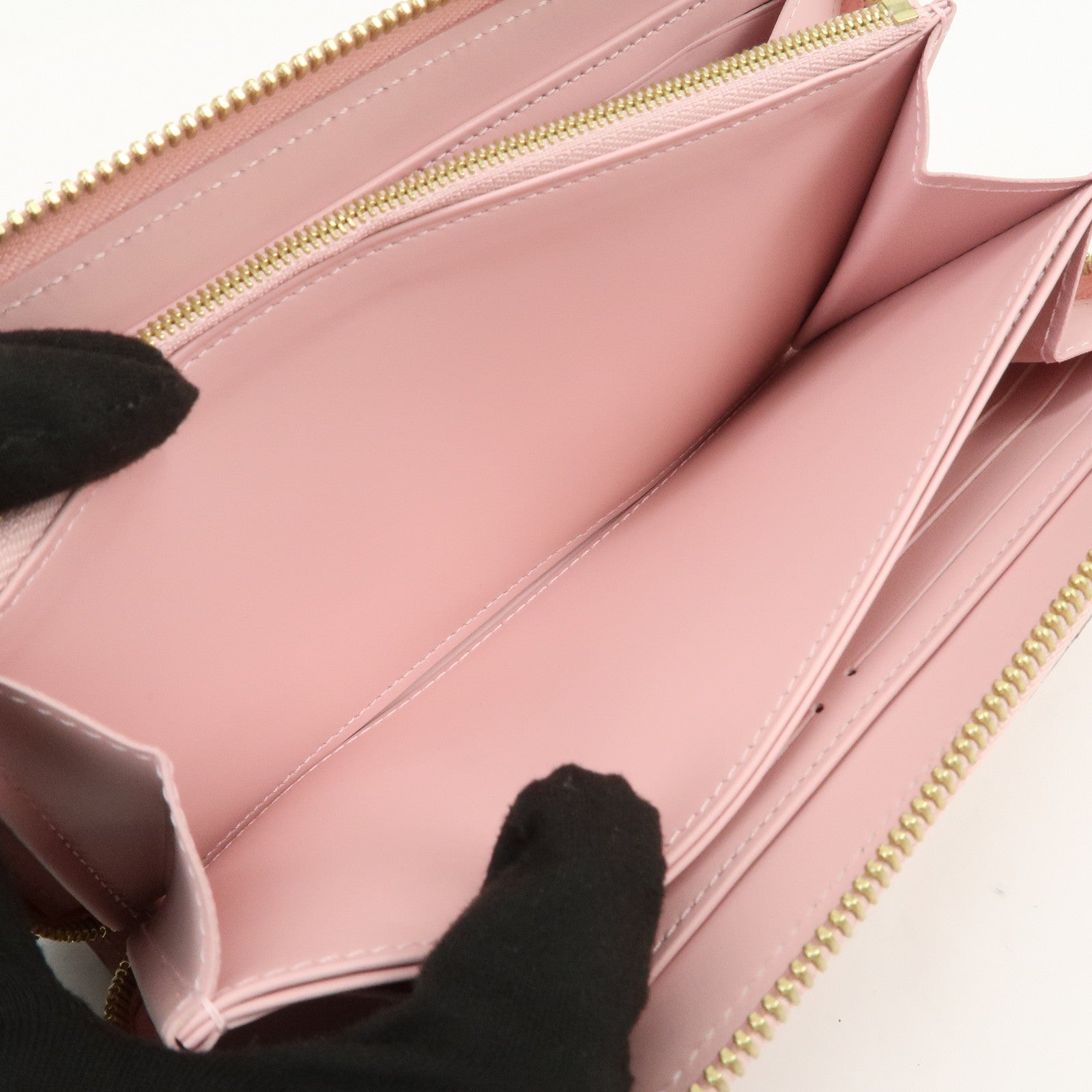 Louis Vuitton Monogram Vernis Zippy Wallet Long Wallet Pink M90419