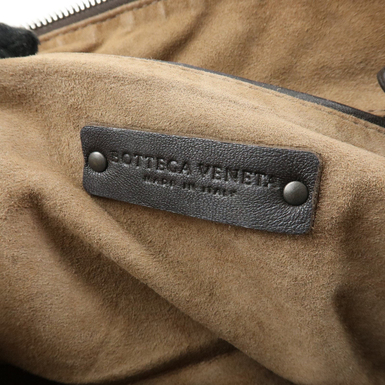 BOTTEGA VENETA Intrecciato Nodini Leather Shoulder Bag Brown 245354