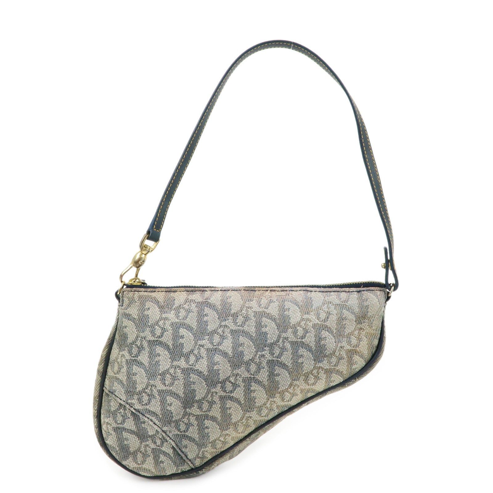 Christian Dior Saddle Trotter Jacquard Leather Shoulder Bag Navy