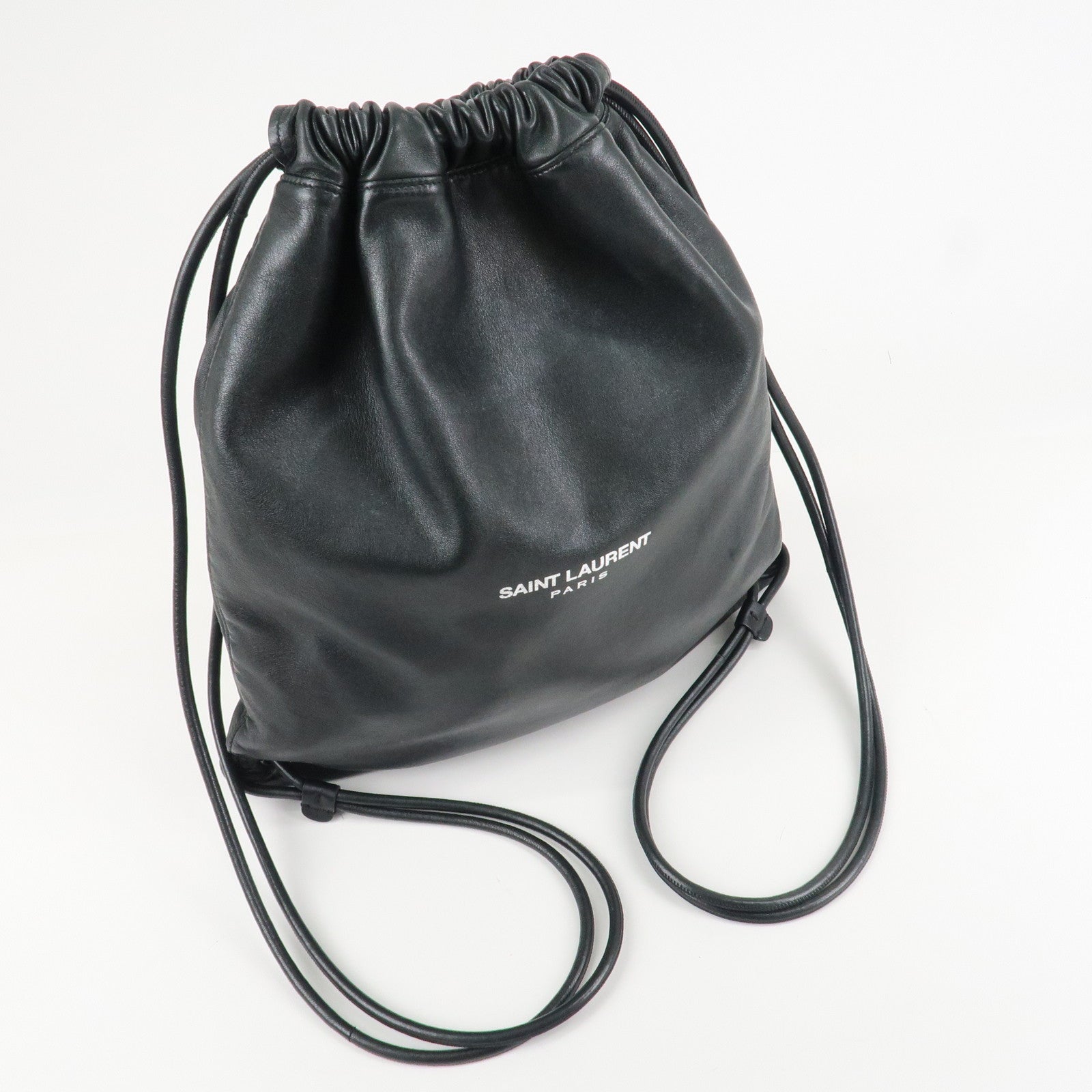 SAINT LAURENT PARIS Leather BackPack Rucksack Black Used