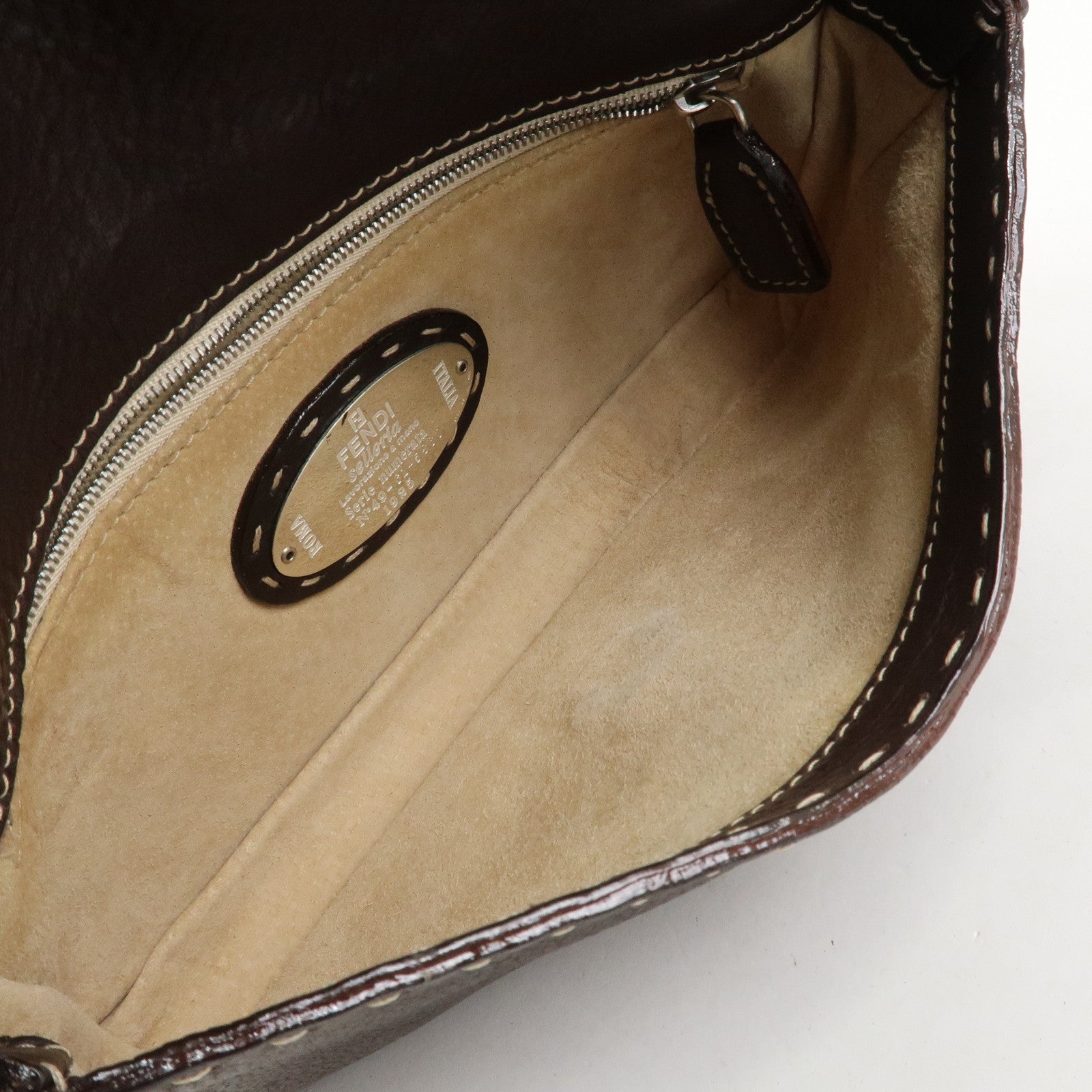 FENDI Mamma Baguette Selleria Logo Leather Shoulder Bag 8BR000