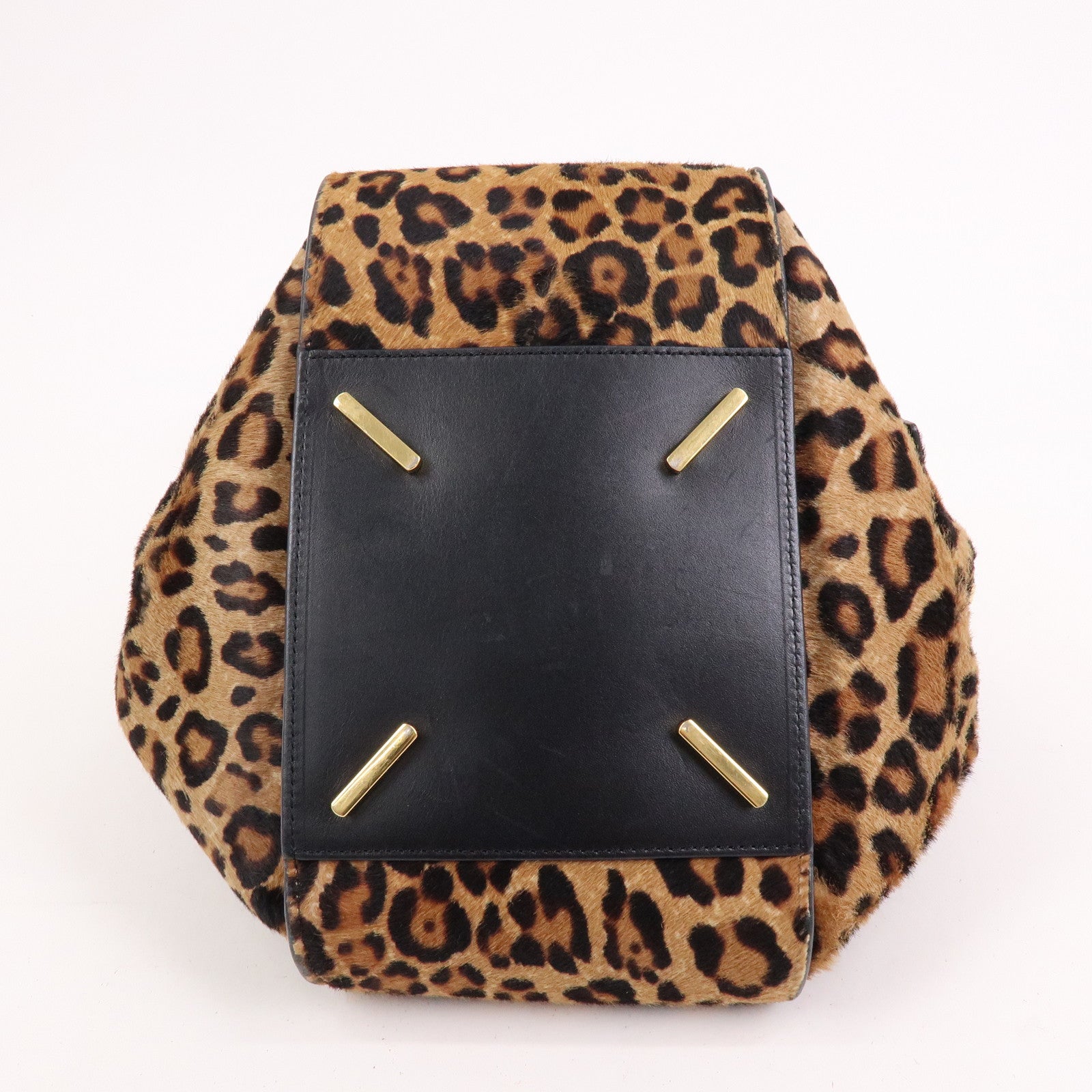 LOEWE Calfskin Hammock Small Shoulder Bag Leopard Beige Black