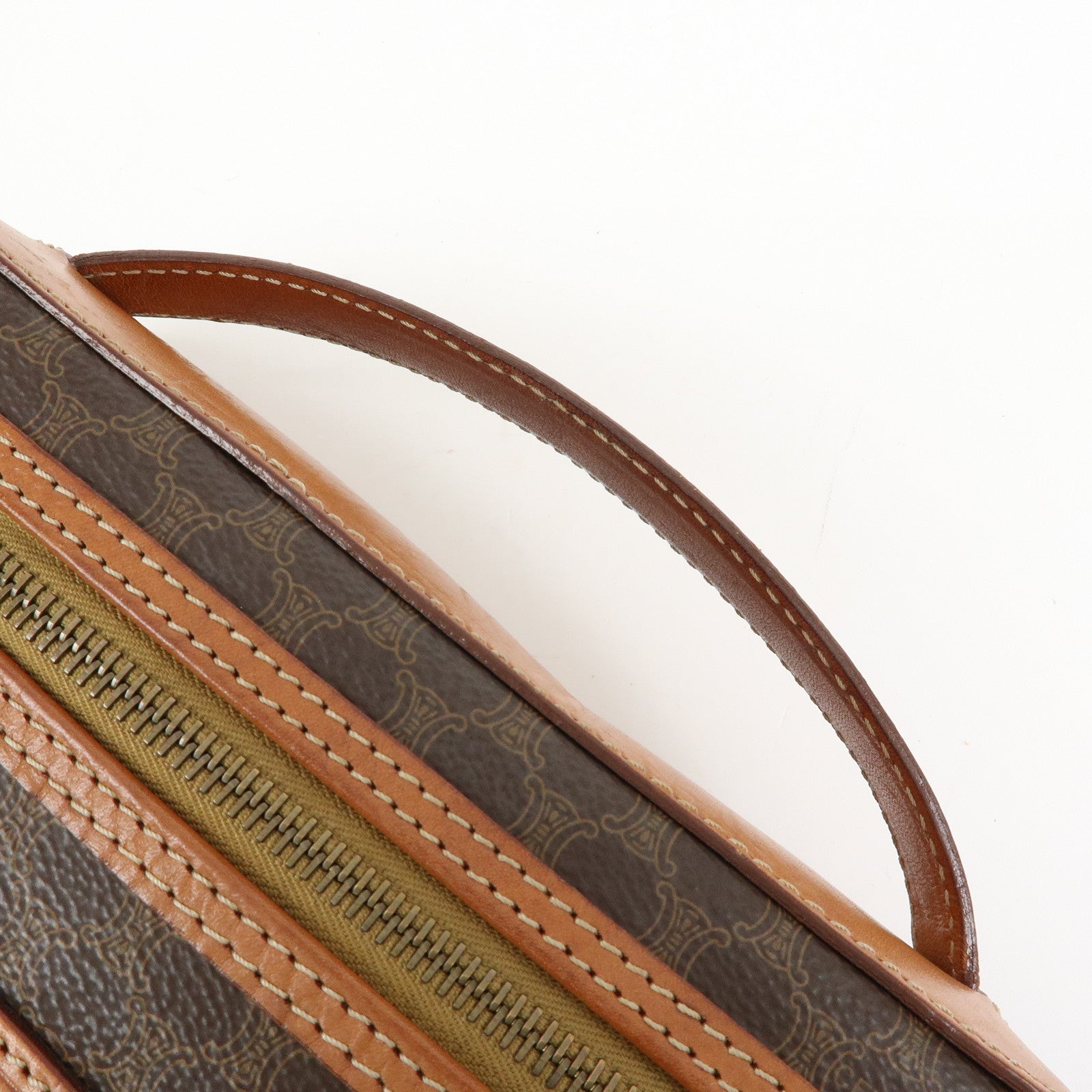 CELINE Macadam PVC Leather Hand Bag Vanity Bag Brown