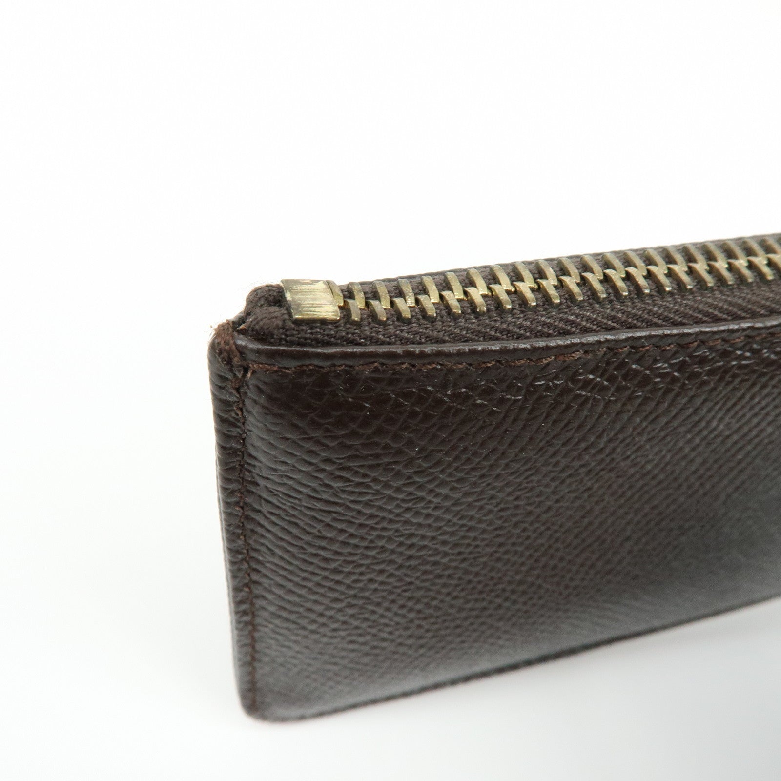 BVLGARI Leather Coin Case Coin Purse Key Chain Dark Brown