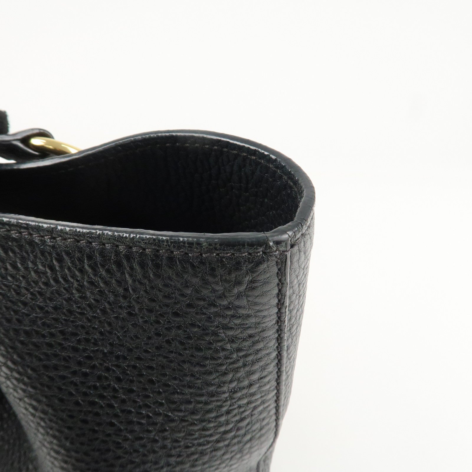 PRADA Logo Leather Tote Bag Shoulder Bag Black 1BG100 Used