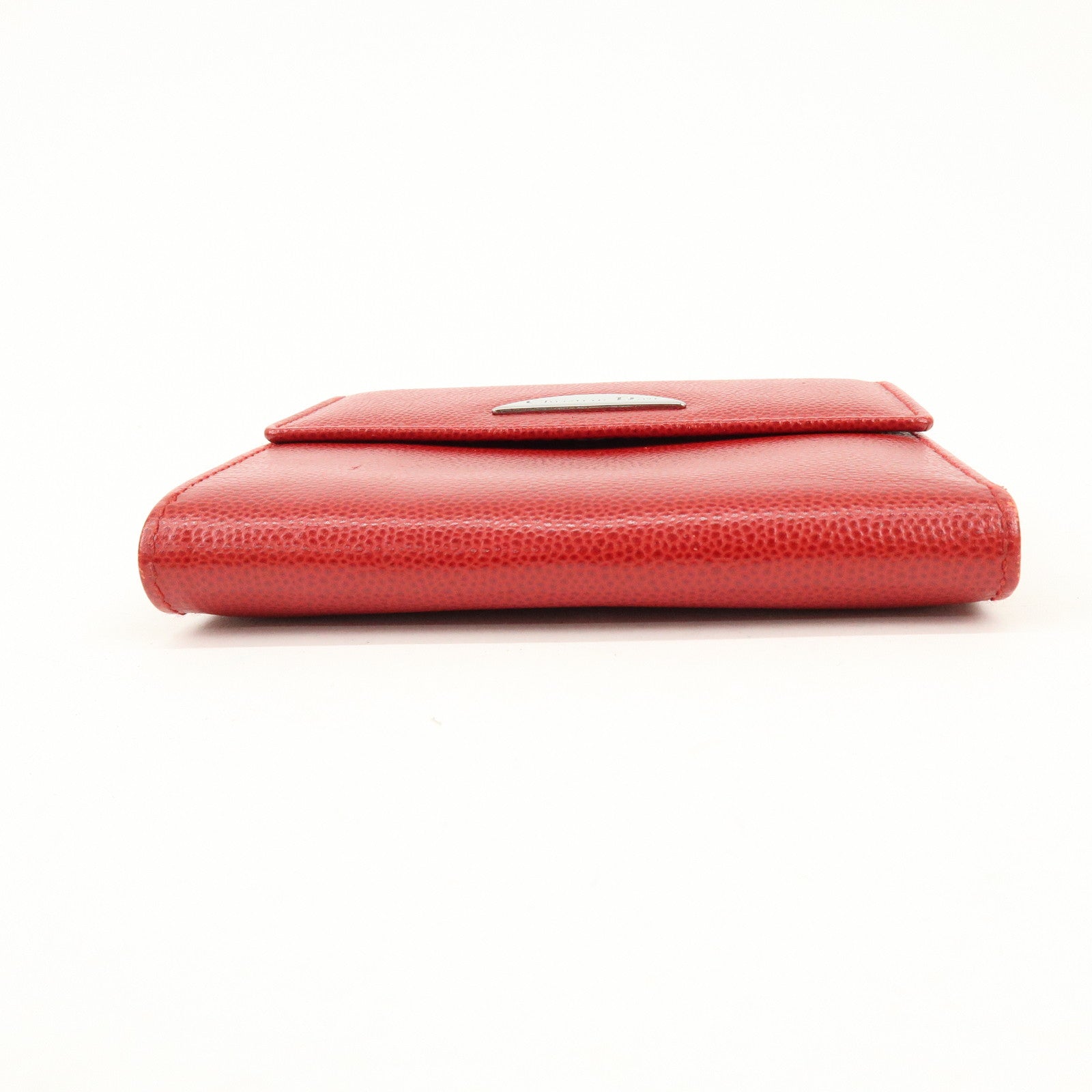 Christian Dior Logo Leather Bi-fold Compact Wallet Red