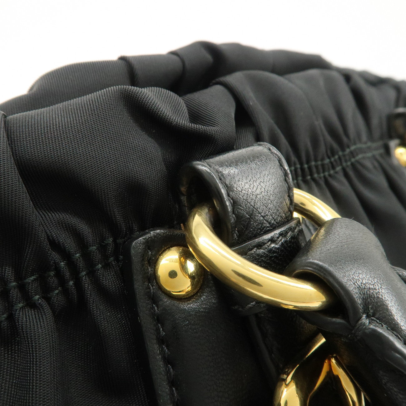 PRADA Nylon Leather 2Way Hand Bag Shoulder Bag Black BN1336