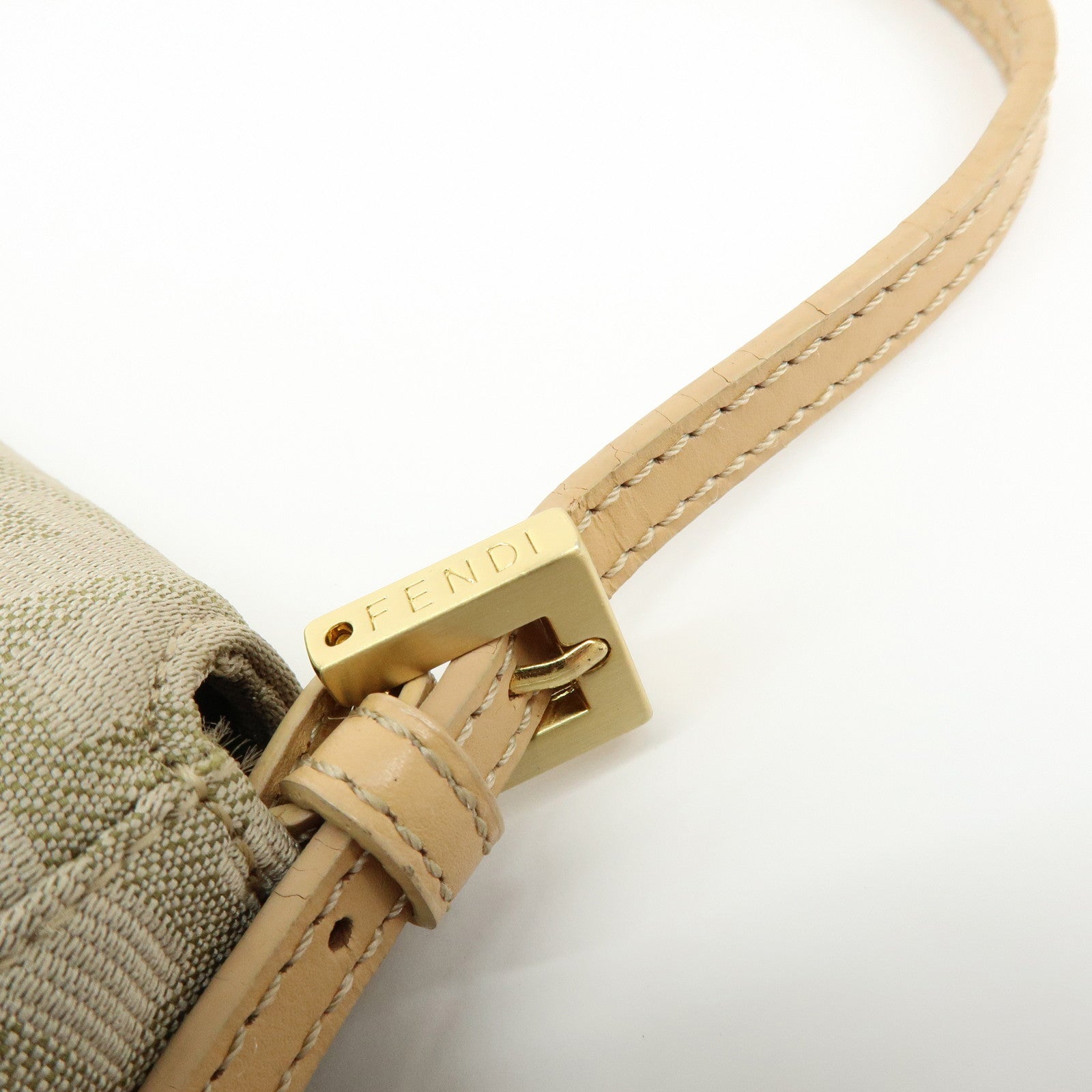 FENDI Zucca Canvas Leather Hand Bag Beige 8BR180