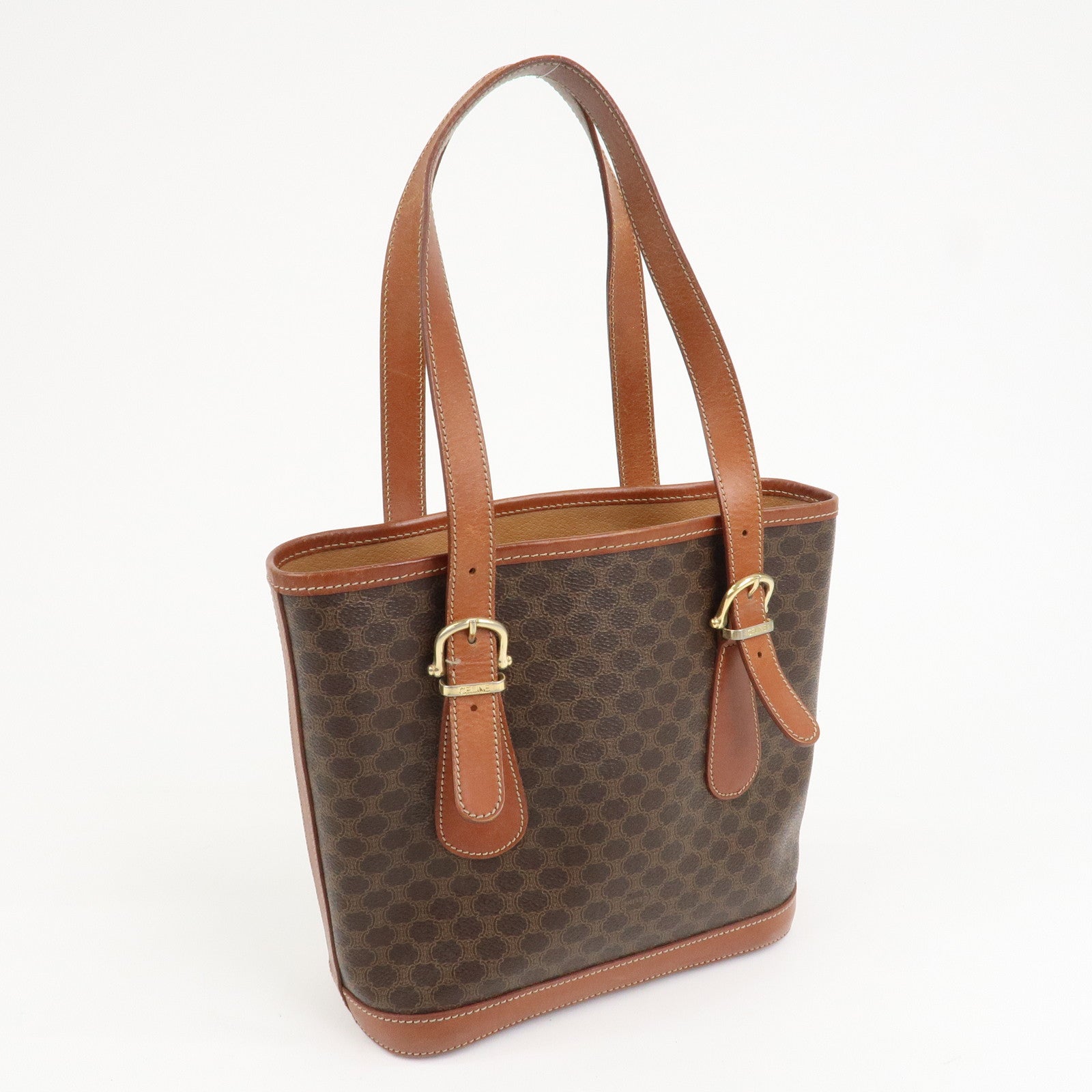 CELINE Macadam PVC Leather Shoulder Bag Hand Bag Brown