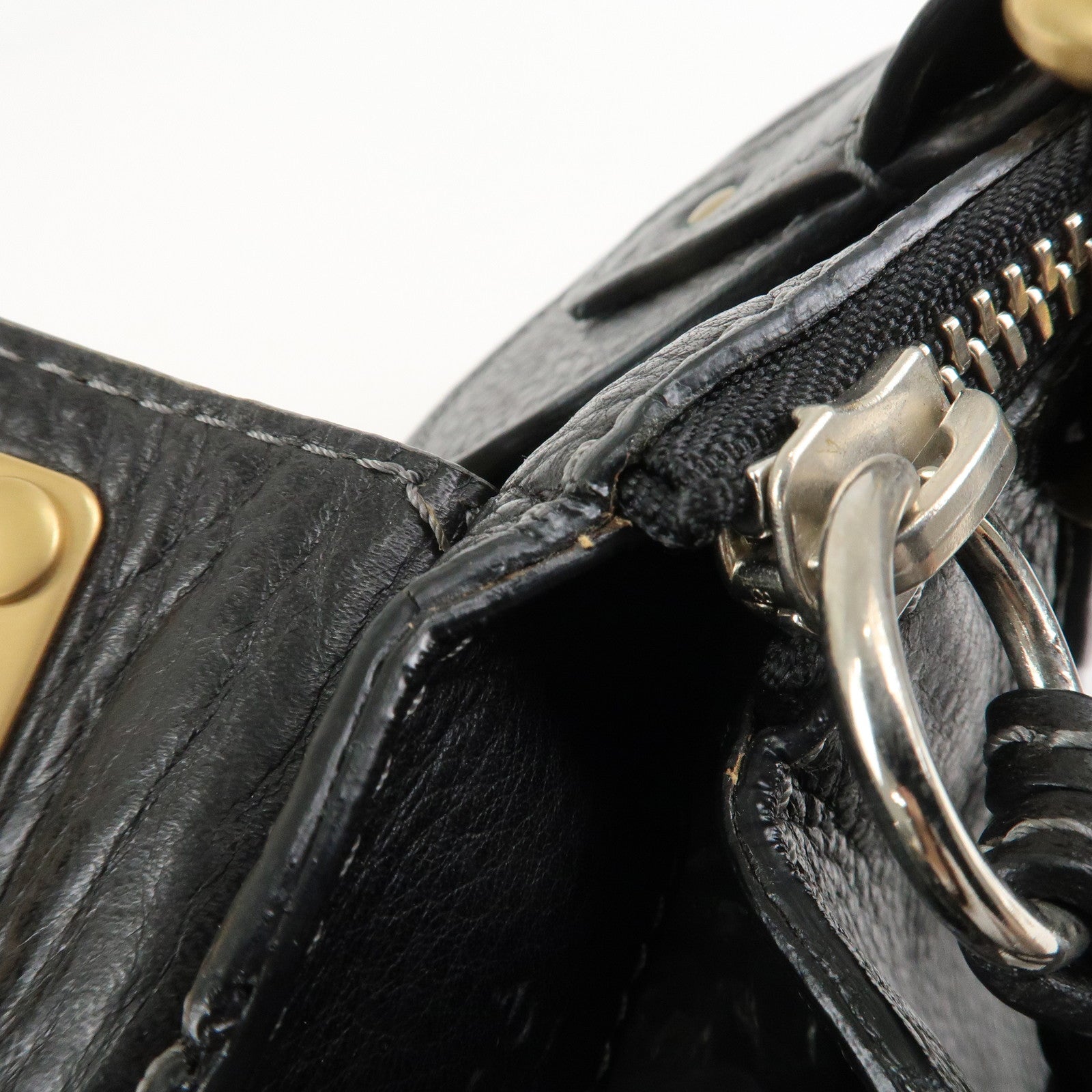 Chloe Paddington Leather Hand Bag Shoulder Bag Black Gold Hardware