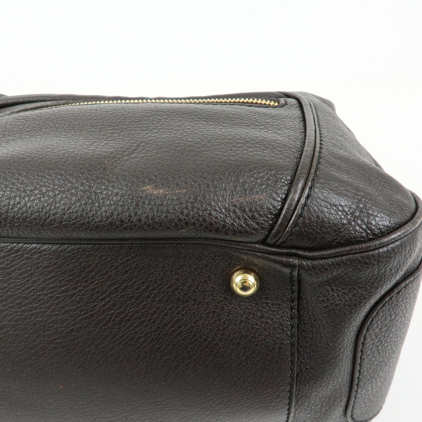 TOD'S Leather Shoulder Bag Hand Bag Dark Brown