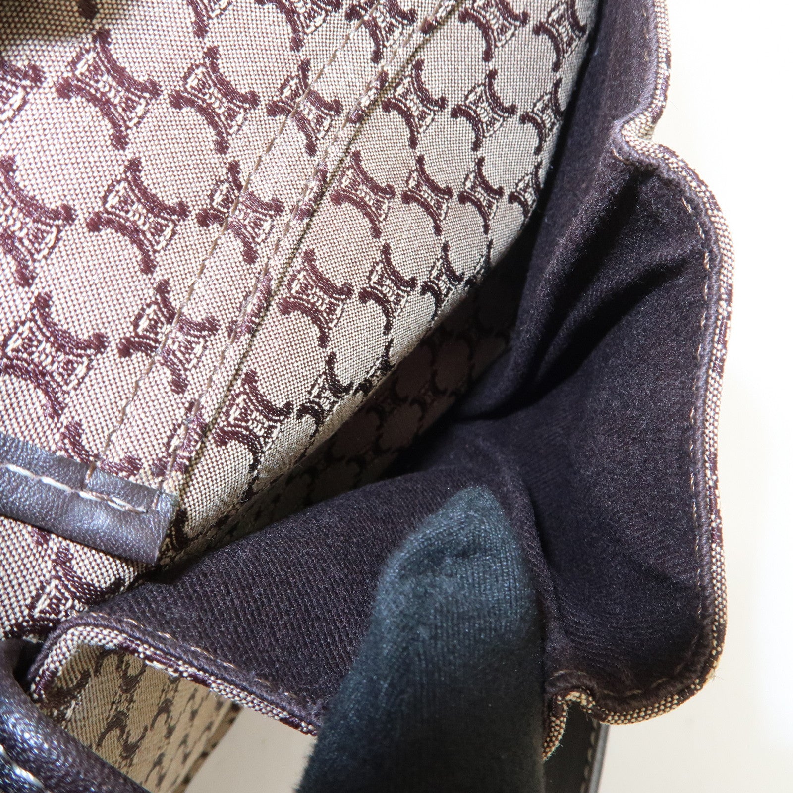 CELINE Macadam Canvas Leather Shoulder Bag Crossbody Bag Brown