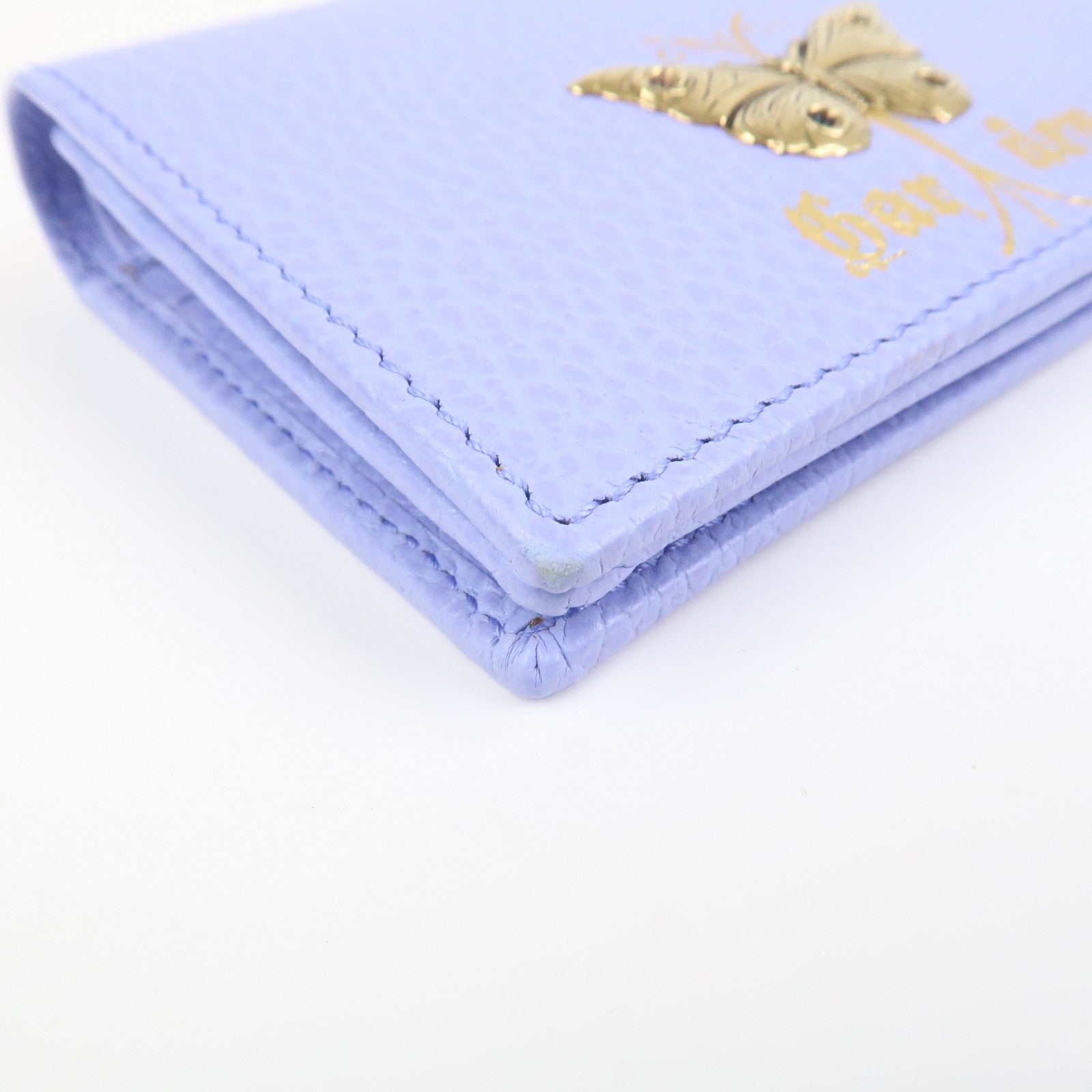 GUCCI Butterfly Calf Leather Bi-Fold Compact Wallet Purple 516929
