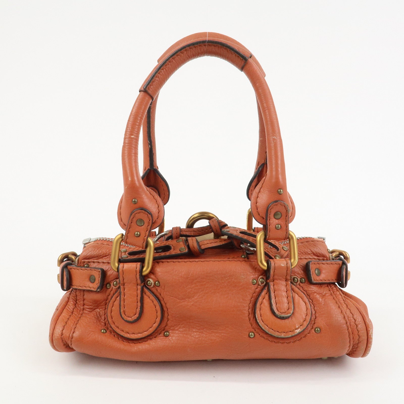 Chloe Paddington Leather Hand Bag Shoulder Bag Orange