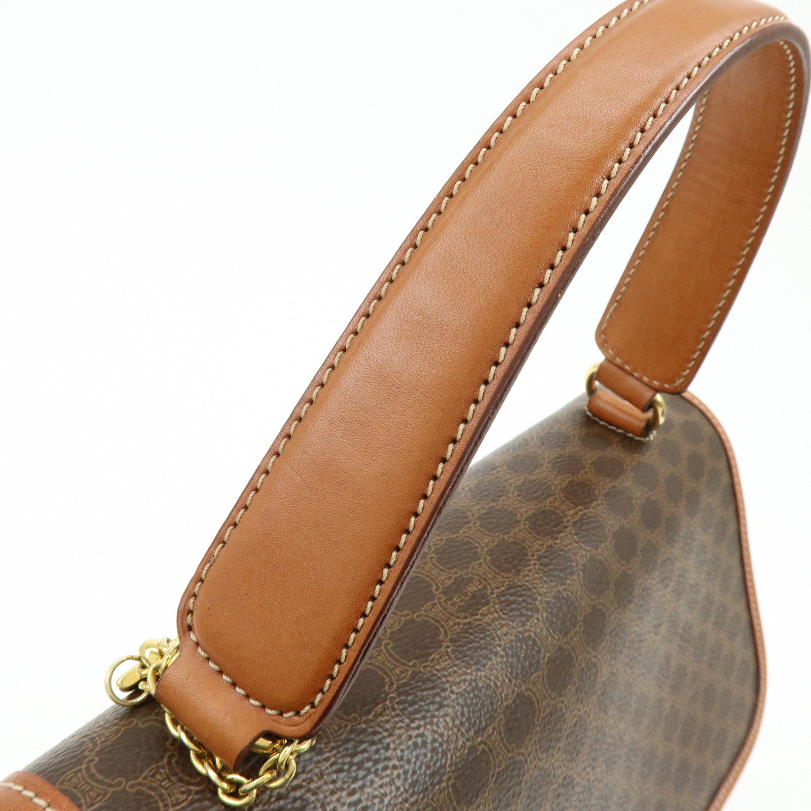 CELINE Macadam PVC Leather 2Way Shoulder Bag Hand Bag Brown