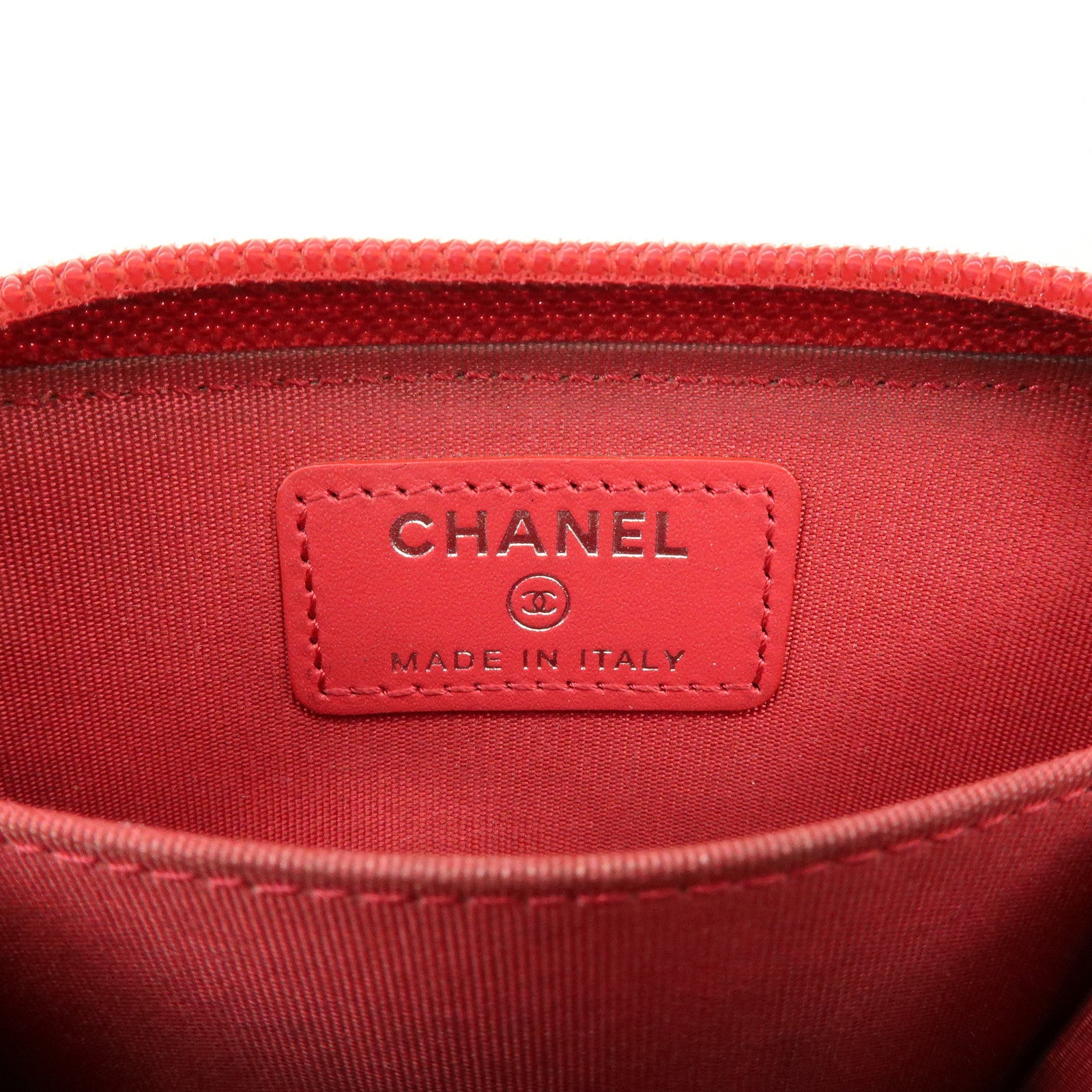 CHANEL COCO Mark Caviarskin Card Case Coin Case Red A68890