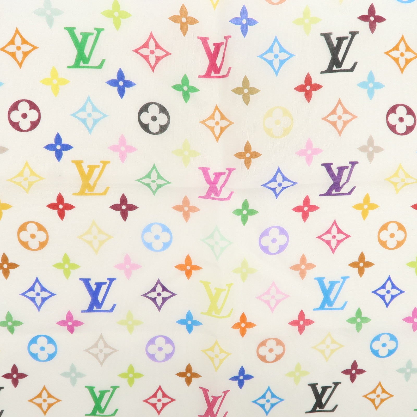 Louis Vuitton Monogram Multicolor Silk 100% Mini Scarf Blanc M71913