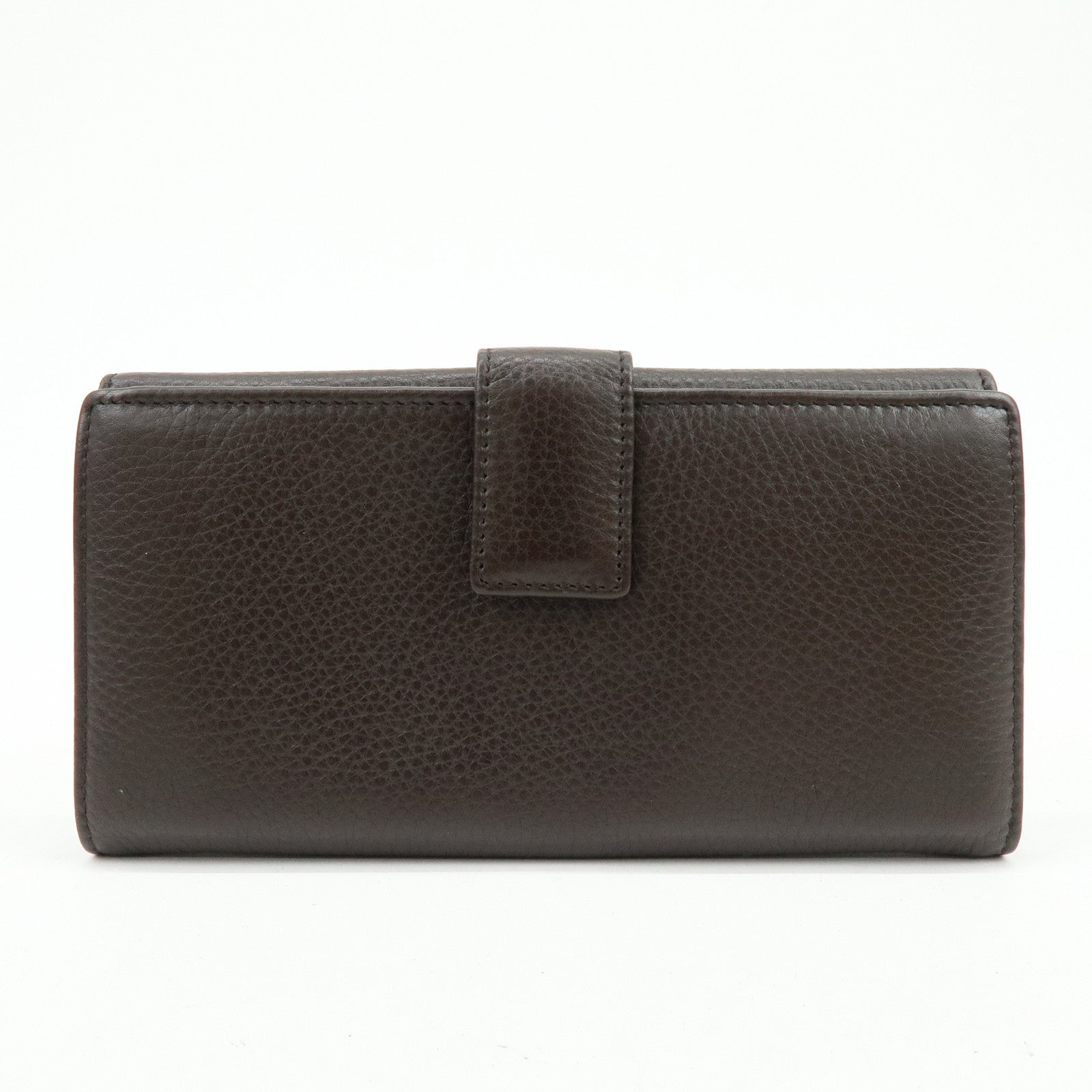 GUCCI Interlocking G Sherry Leather Long Wallet Dark Brown 29535