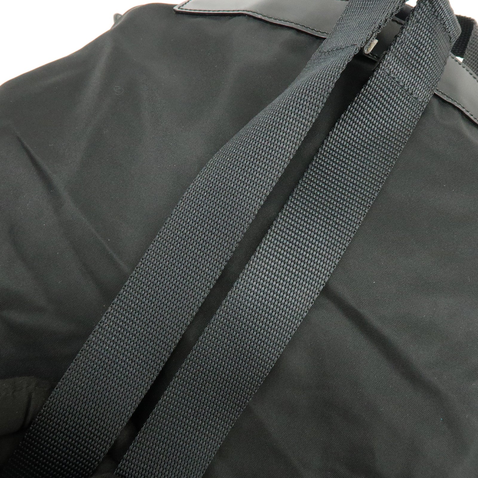 PRADA Logo Nylon Leather Back Pack Ruck Sack NERO Black 1BZ677