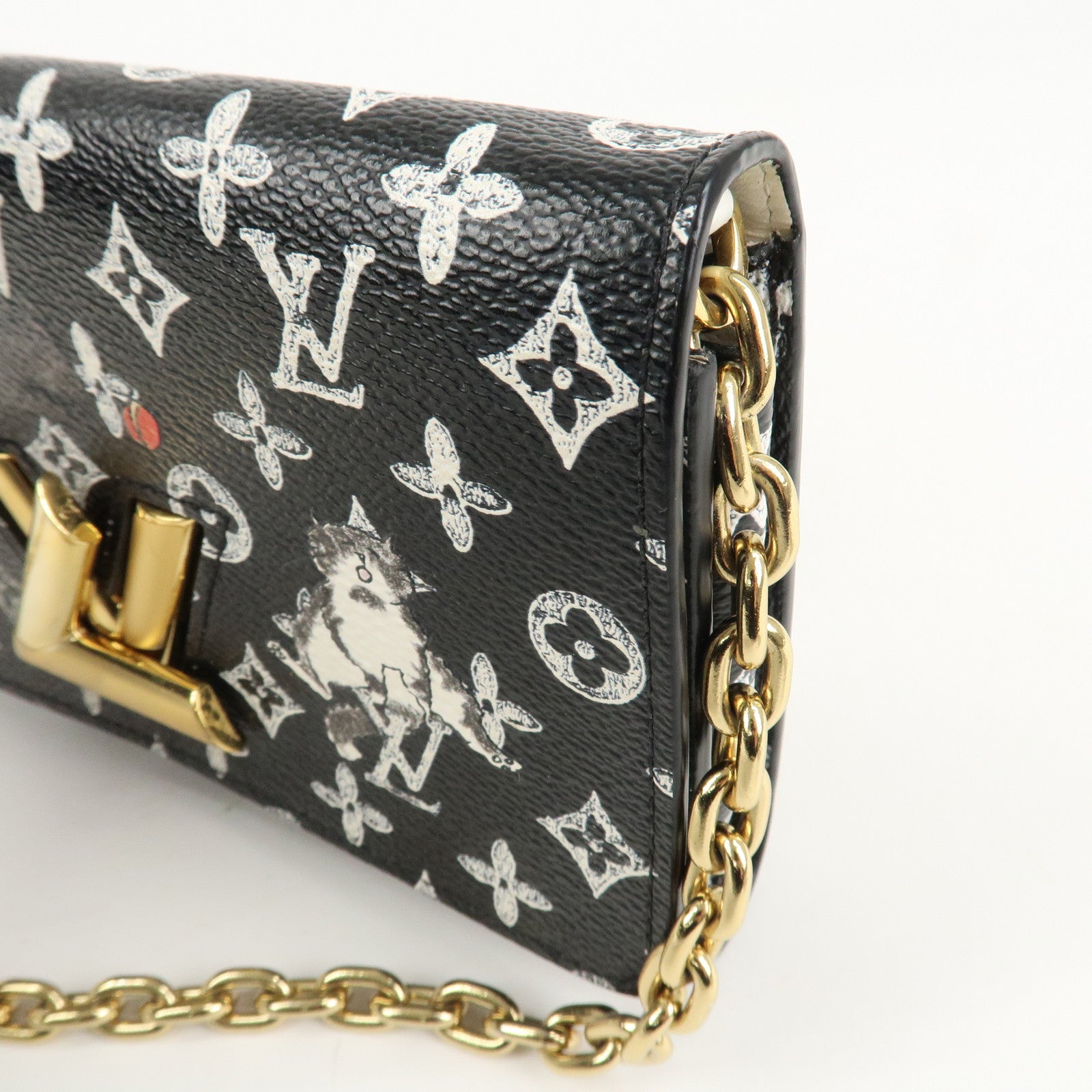 Louis Vuitton Catgram Portefeuille Chain Wallet Bag M63888 Used