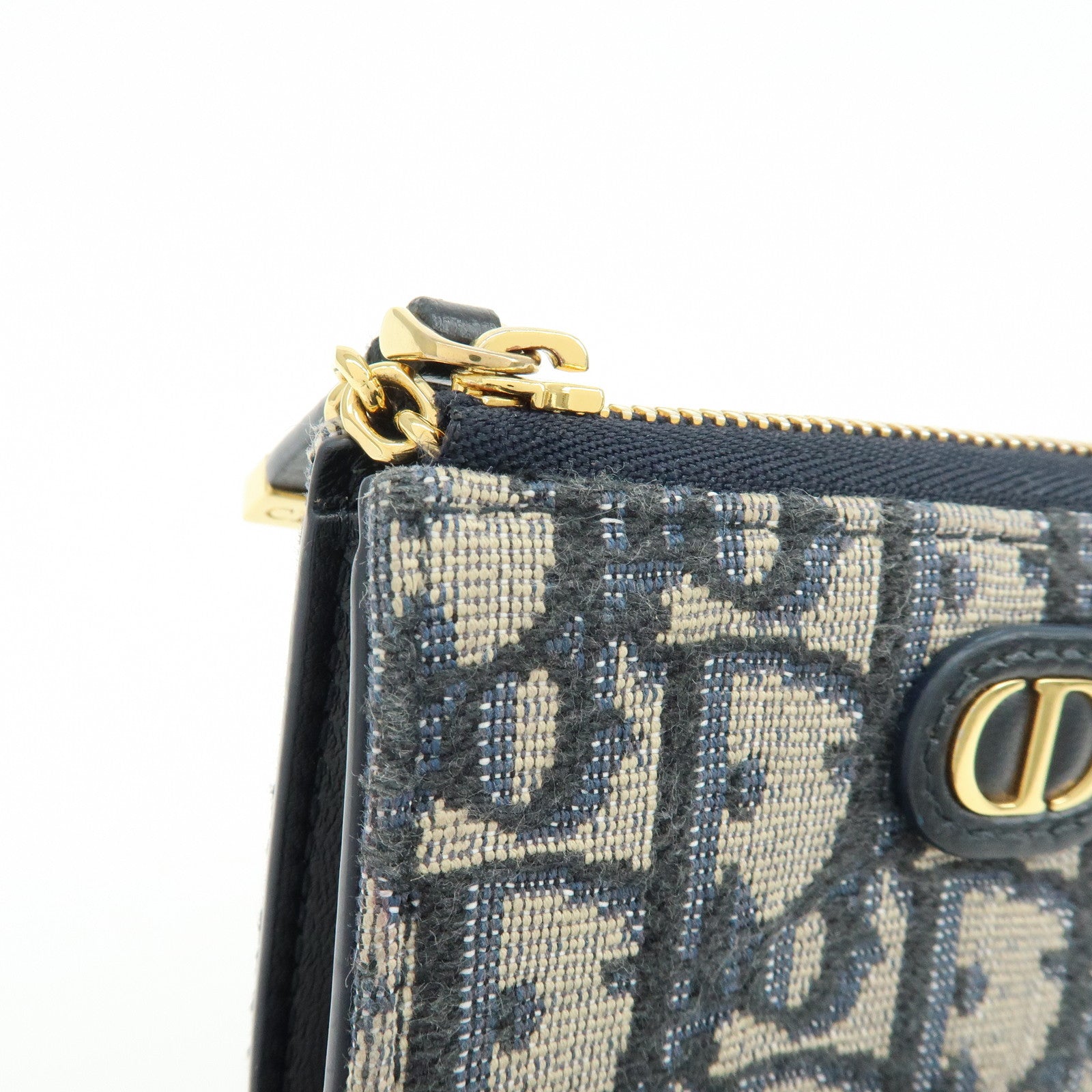 Christian Dior Oblique 30 Montaigne Jacquard Canvas Coin Case Navy