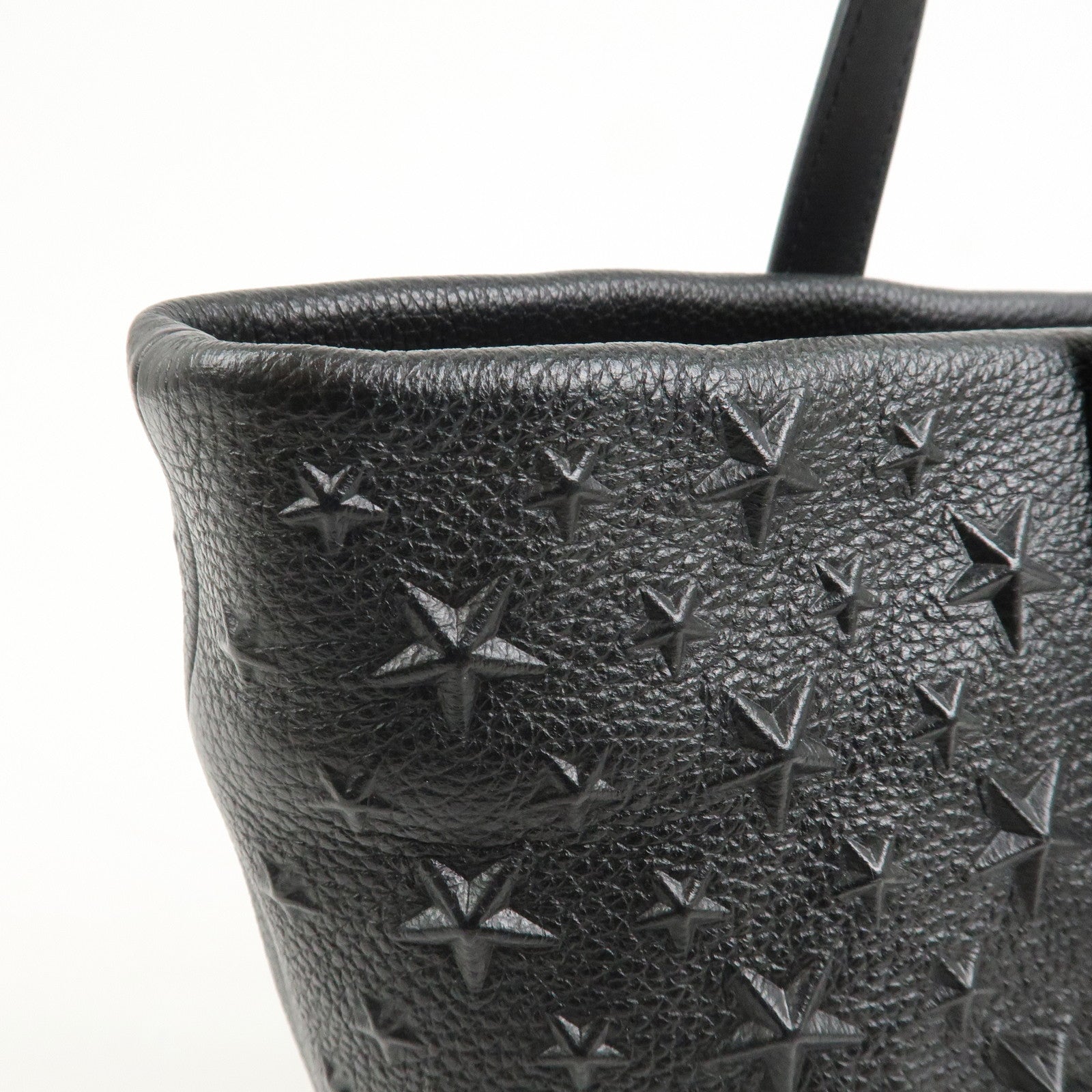 JIMMY CHOO Star Emboss SOFIASEMG Calf Leather Tote Bag Black